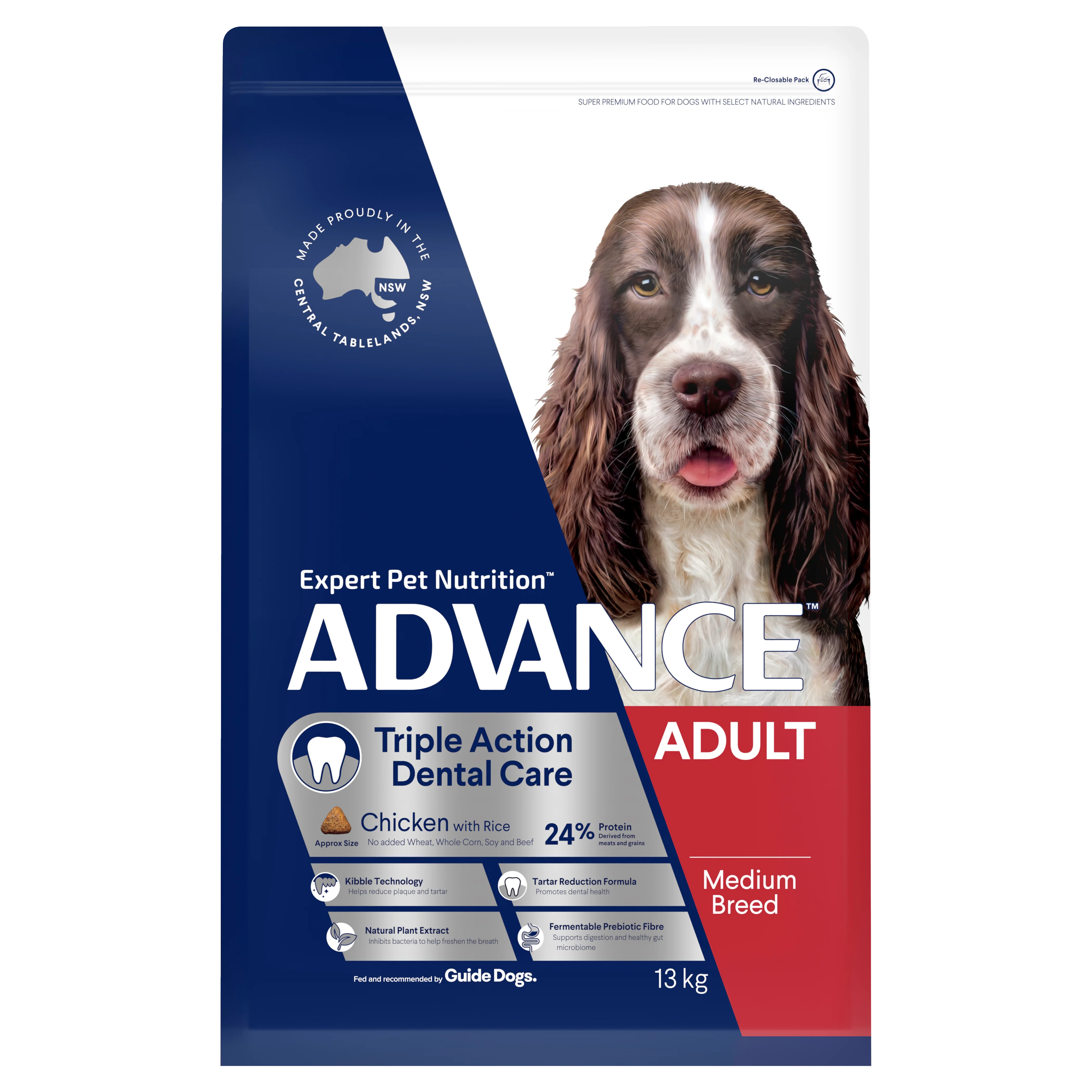 ADVANCE - Dental Care Triple Action Adult Medium Breed Chicken with Rice Dog Dry Food (13kg)