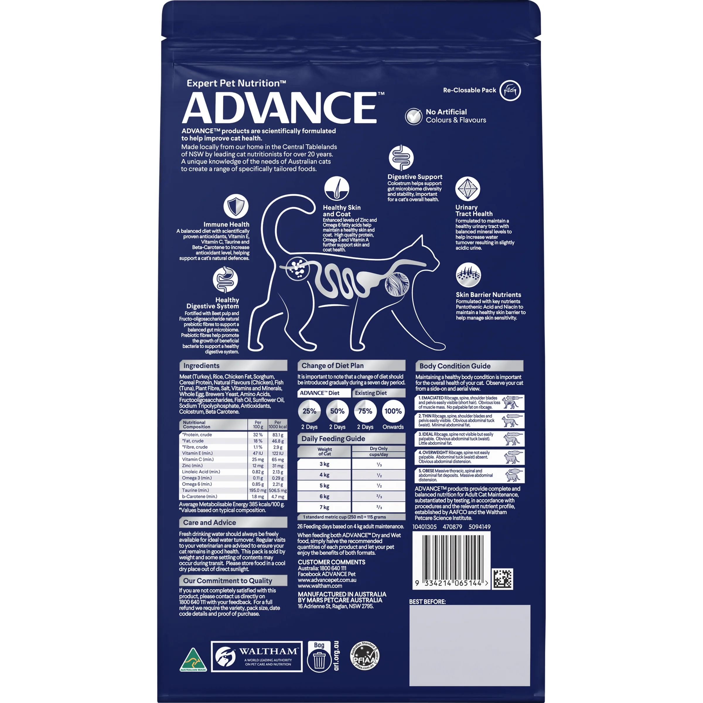 Advance Dry Cat Adult Sensitive Skin and Digestion Turkey 1.5kg - Image 2