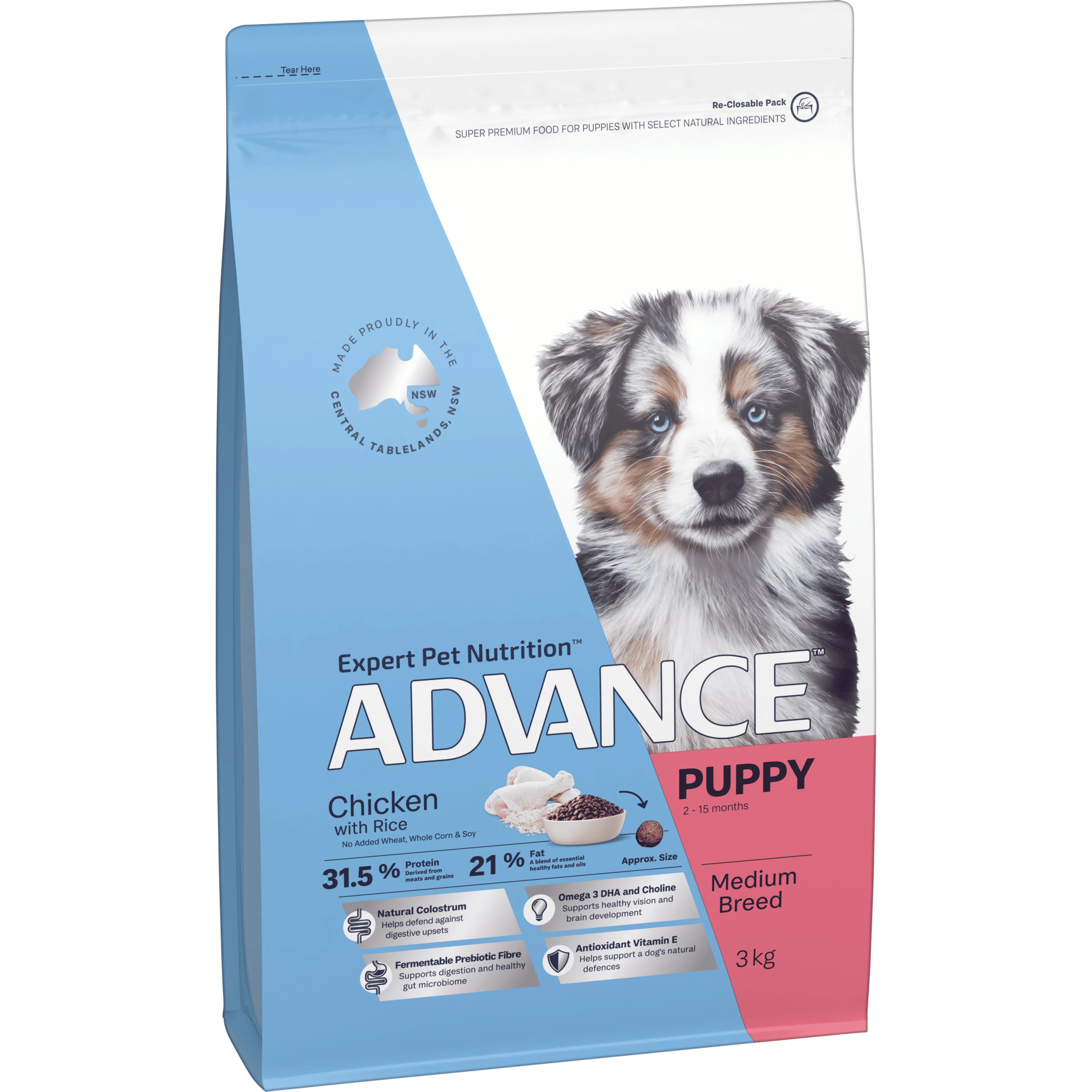 ADVANCE - Puppy Medium Breed Chicken with Rice Dog Dry Food (3kg) - Image 3