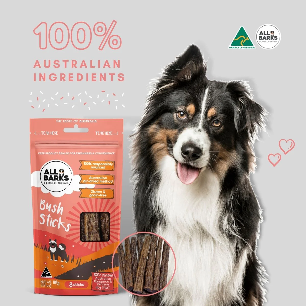 All Barks - Bush Sticks Kangaroo & Venison (110g) - Image 3