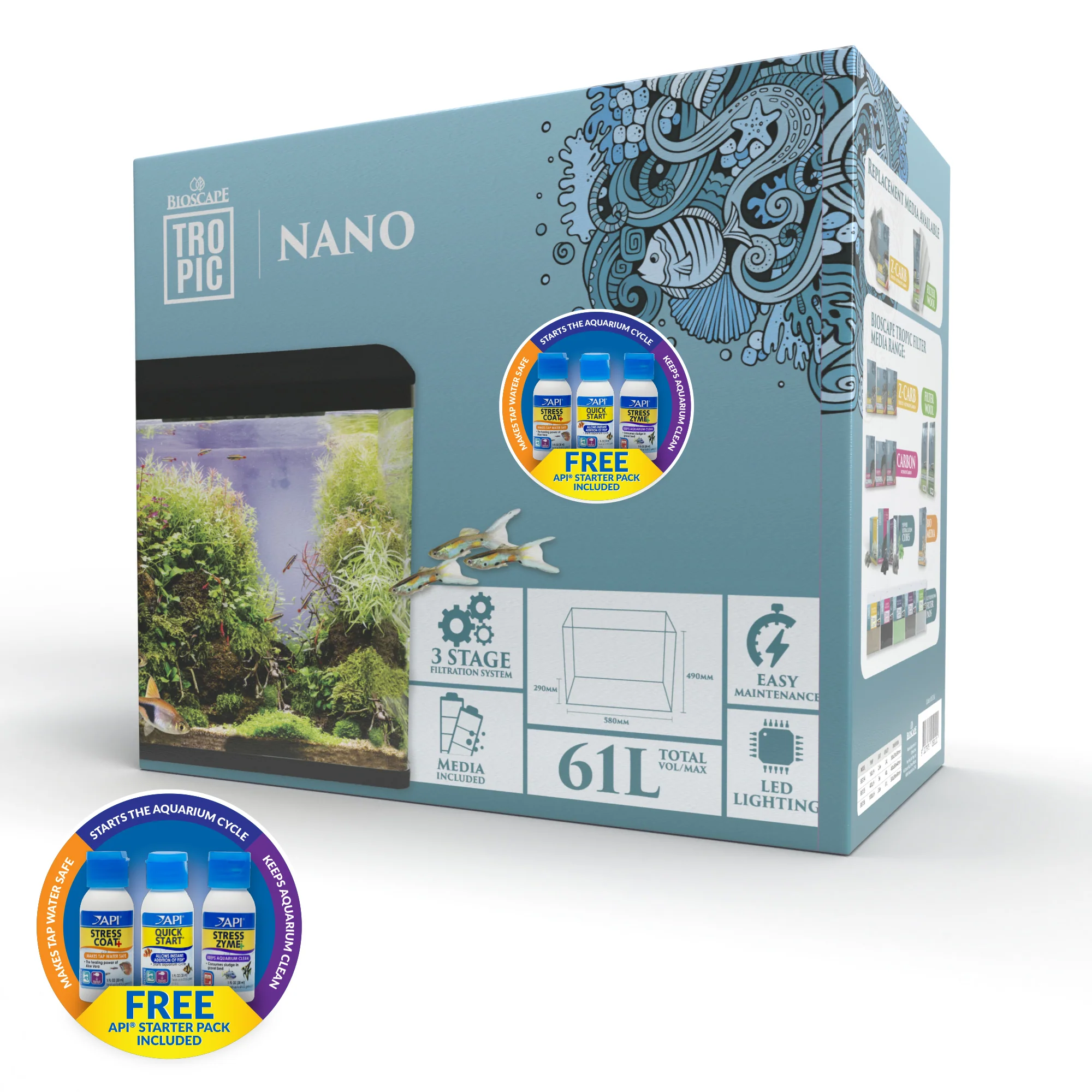 Bioscape Nano Aquarium Unit Black 61ltr 58 x 49 x 29cm