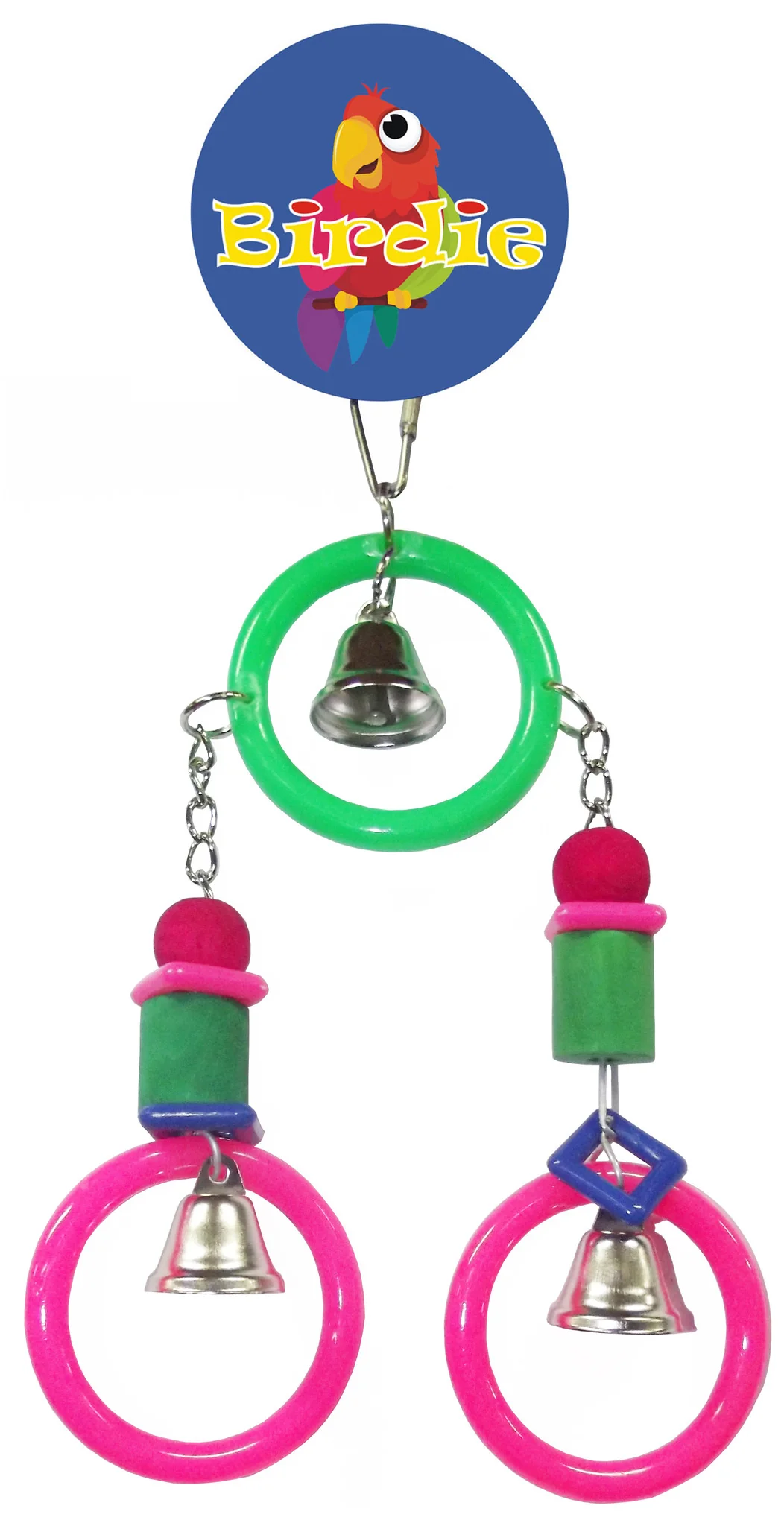 Birdie - 3 Plastic Rings with Blocks & 3 Bells
