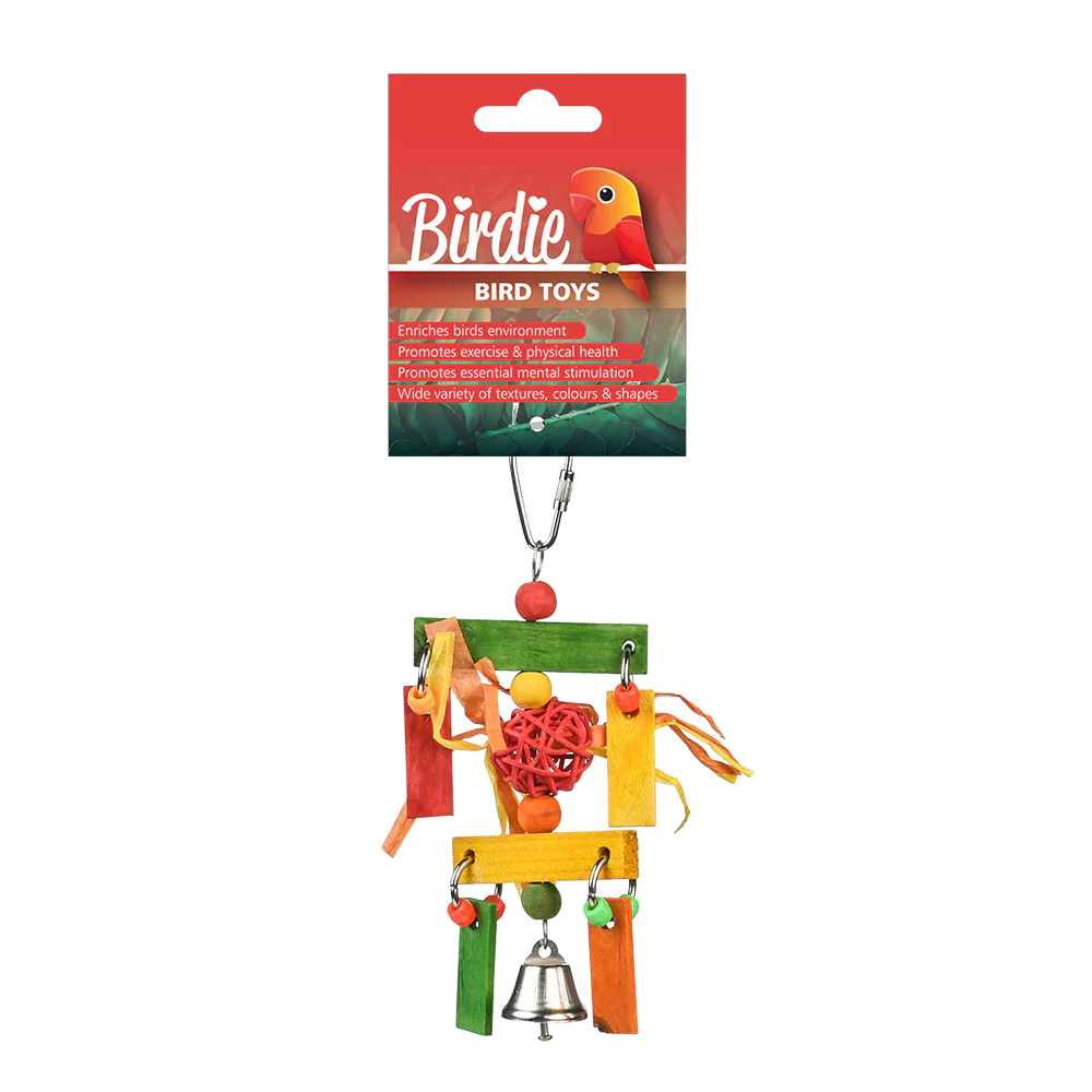 Birdie - Rainbow Wicker Ball Dangler Bird Toy