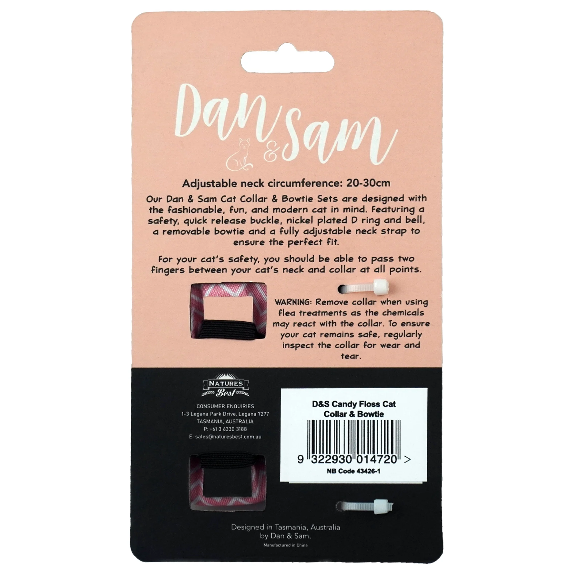 Dan & Sam - Cat Collar & Bowtie (Candy Floss) - Image 3