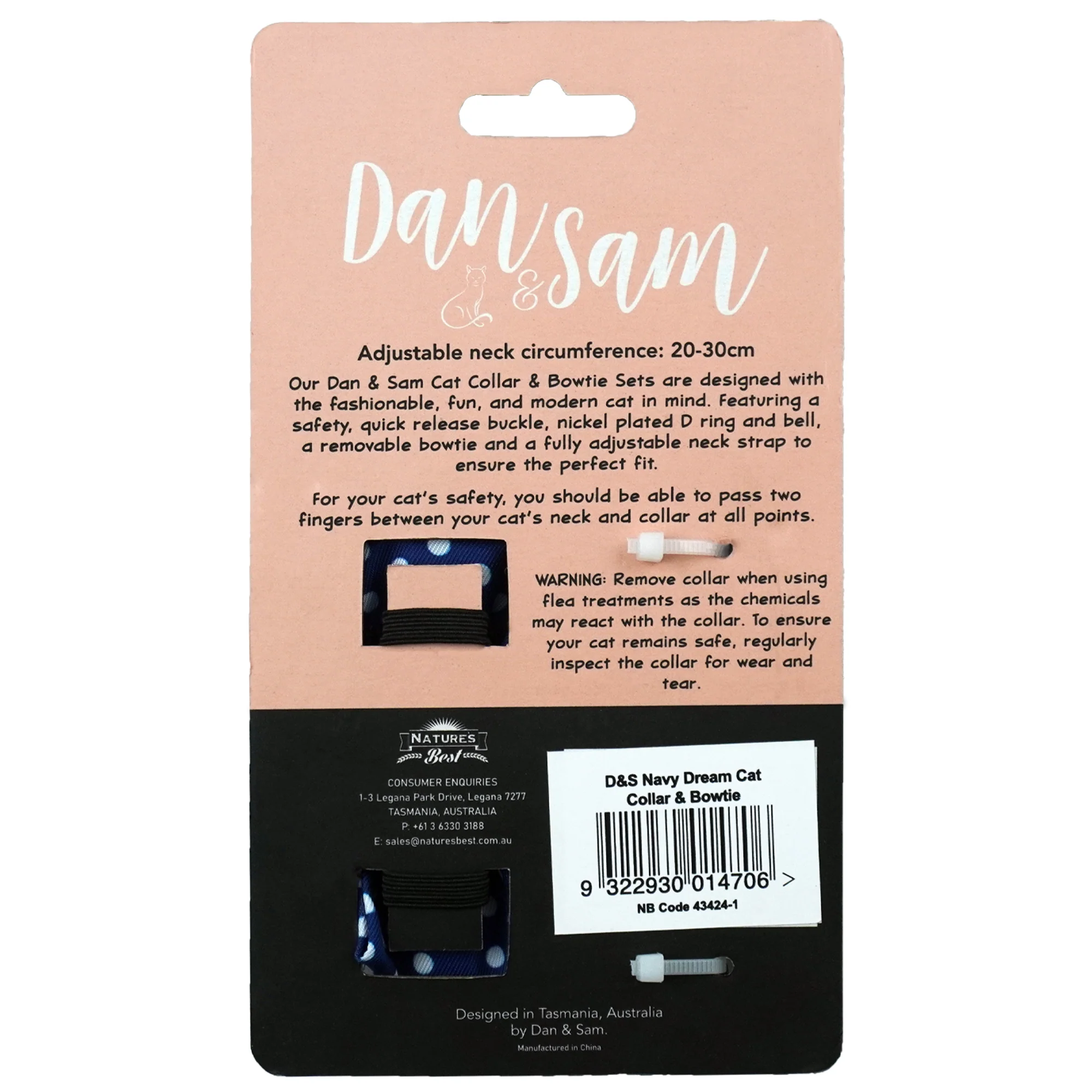 Dan & Sam - Cat Collar & Bowtie (Navy Dream) - Image 3