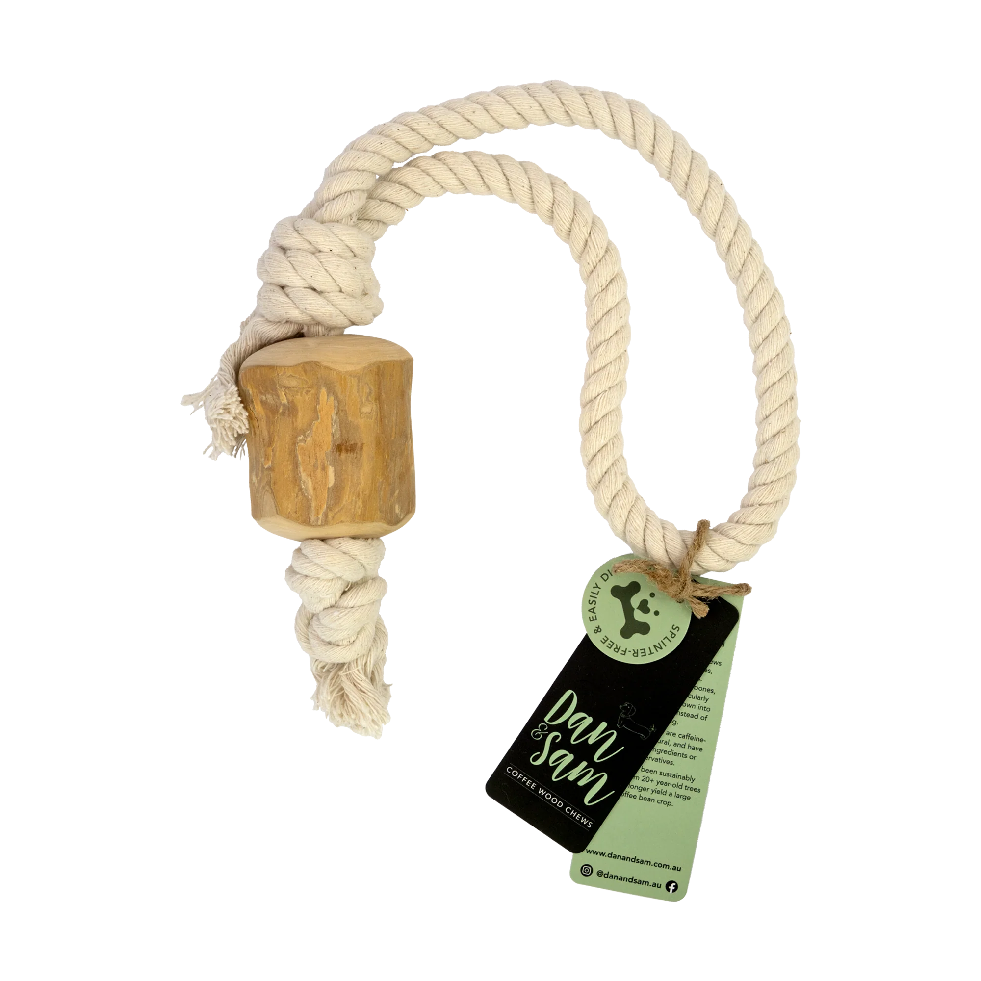 Dan & Sam - Pull and Tug Coffee Wood Rope Toy