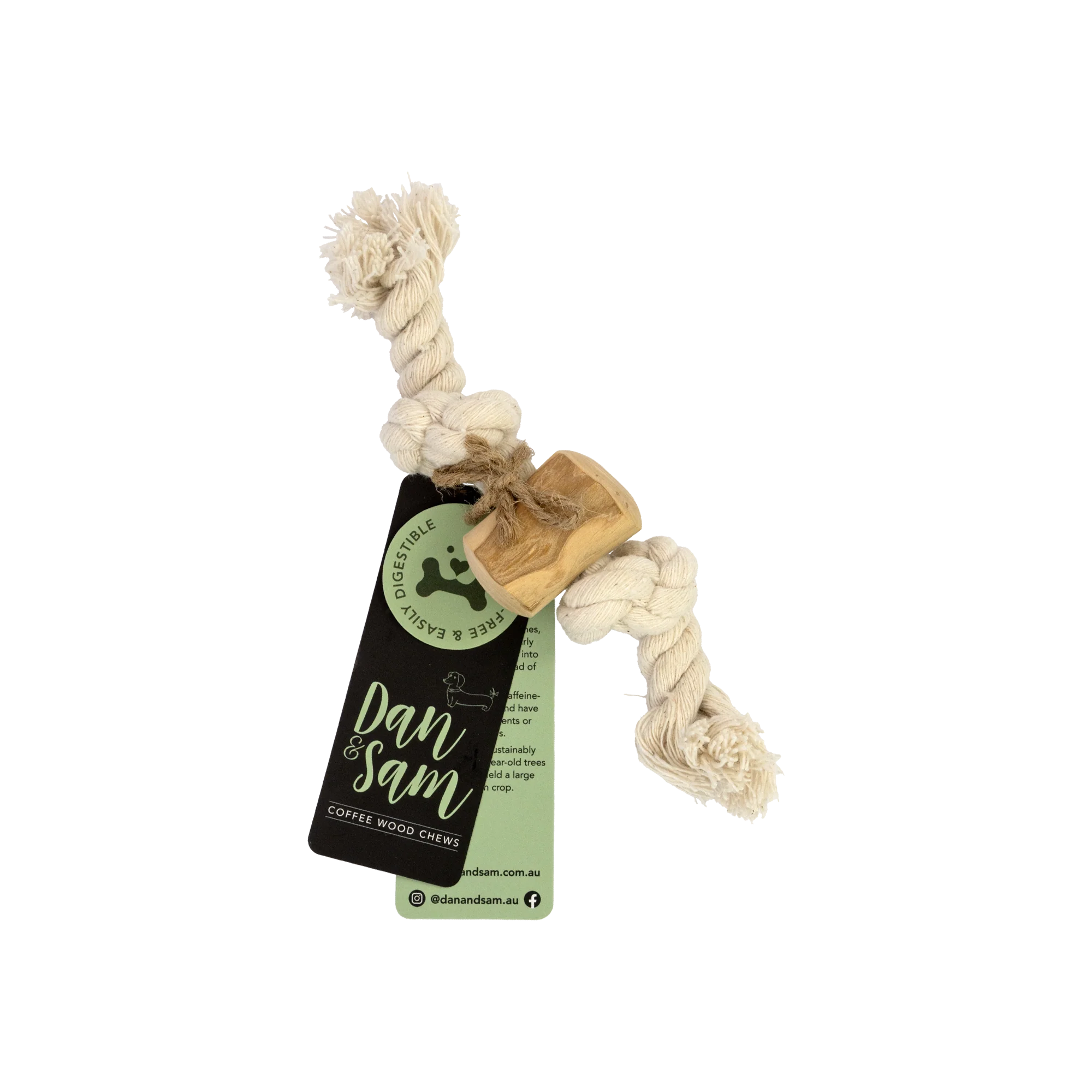 Dan & Sam - Teaser Coffee Wood Rope Toy