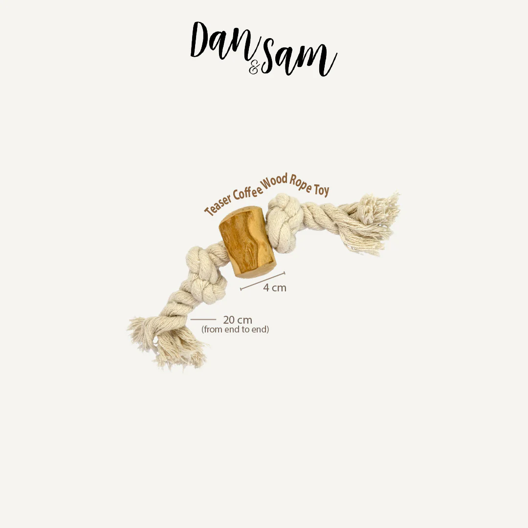 Dan & Sam - Teaser Coffee Wood Rope Toy - Image 2