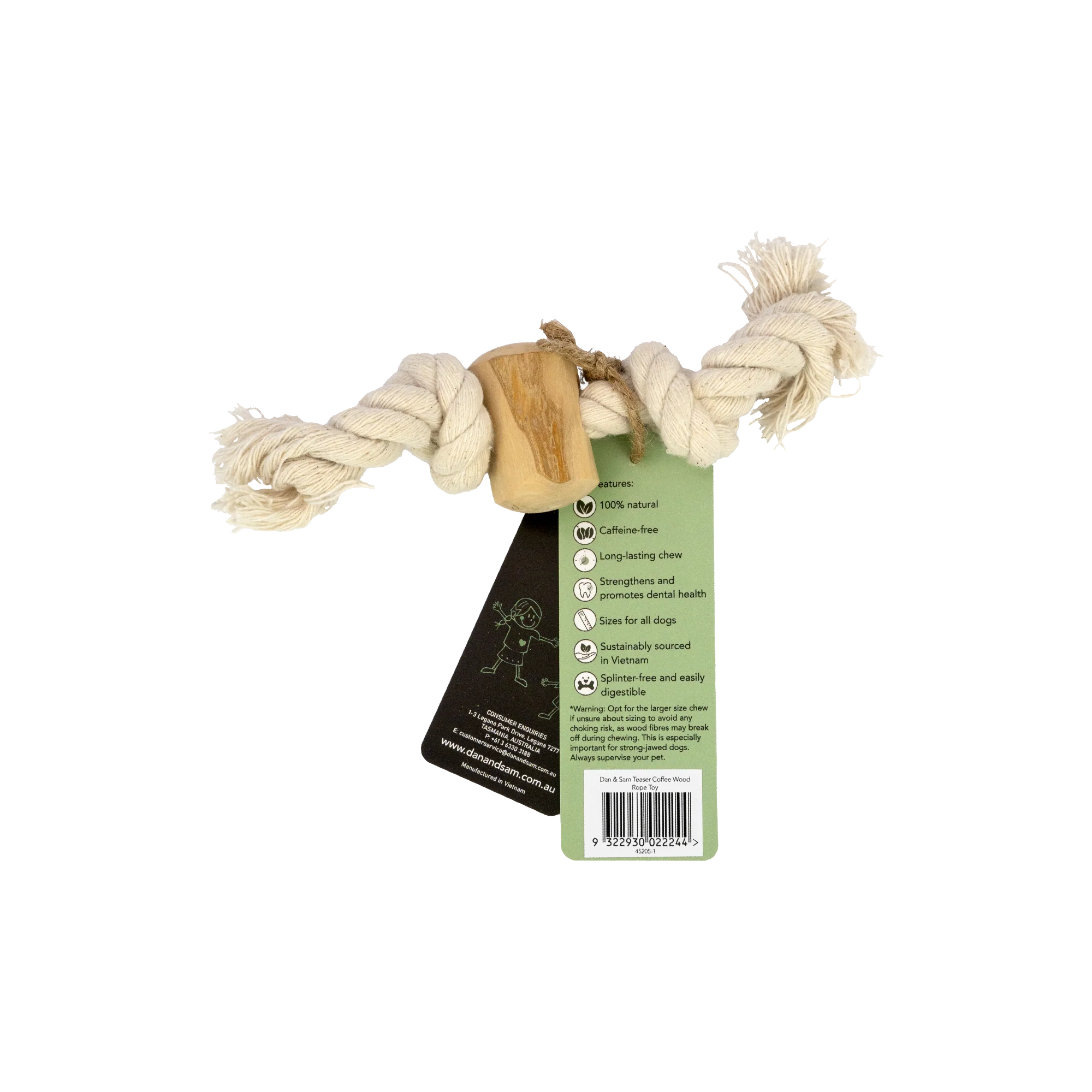 Dan & Sam - Teaser Coffee Wood Rope Toy - Image 3