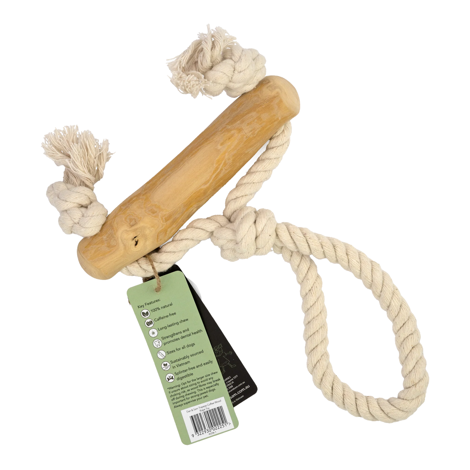 Dan & Sam - Trapeze Coffee Wood Rope Toy - Image 3