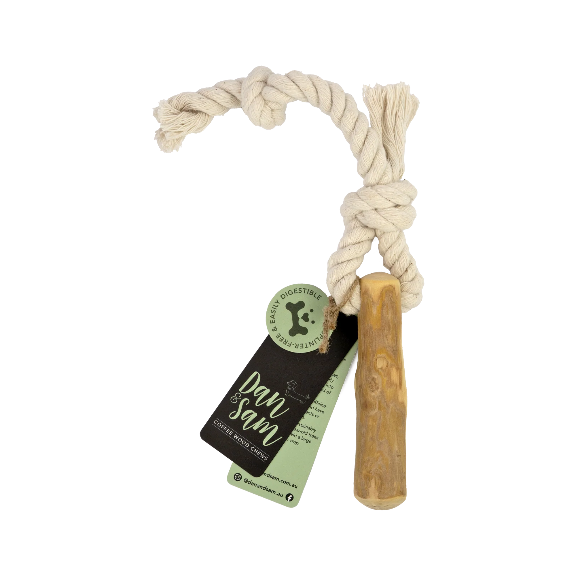 Dan & Sam - Tugging Stick Coffee Wood Rope Toy