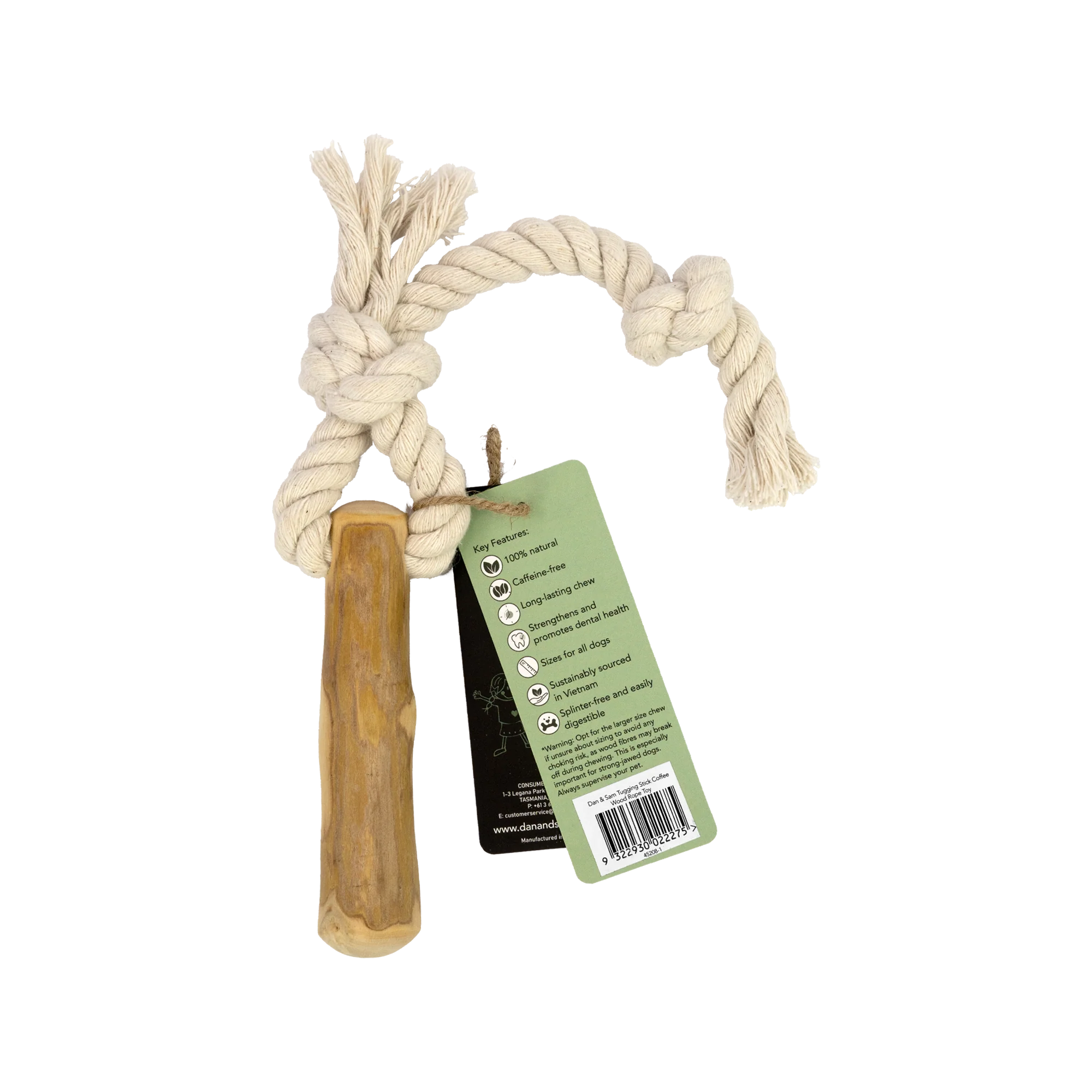 Dan & Sam - Tugging Stick Coffee Wood Rope Toy - Image 3