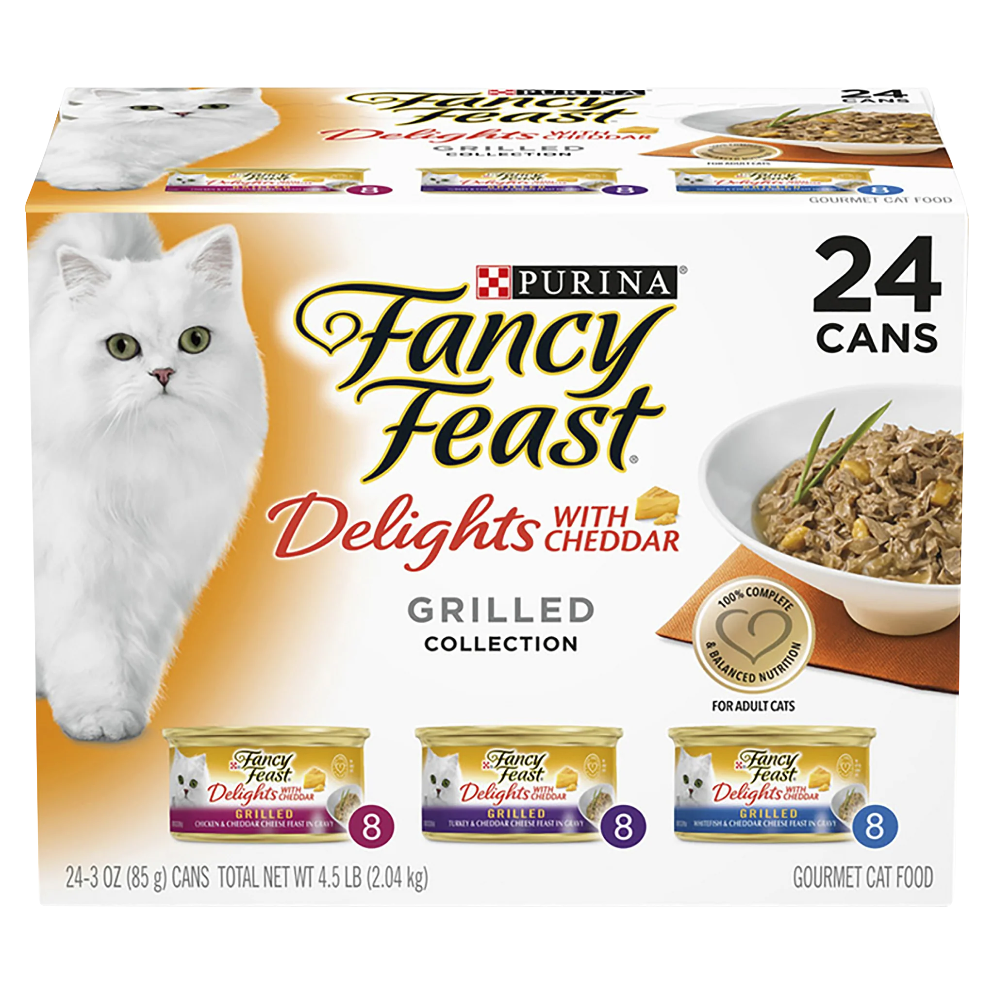FANCY FEAST - Adult Delights With Cheddar Grilled Collection Wet Cat Food (85g x 24pk)