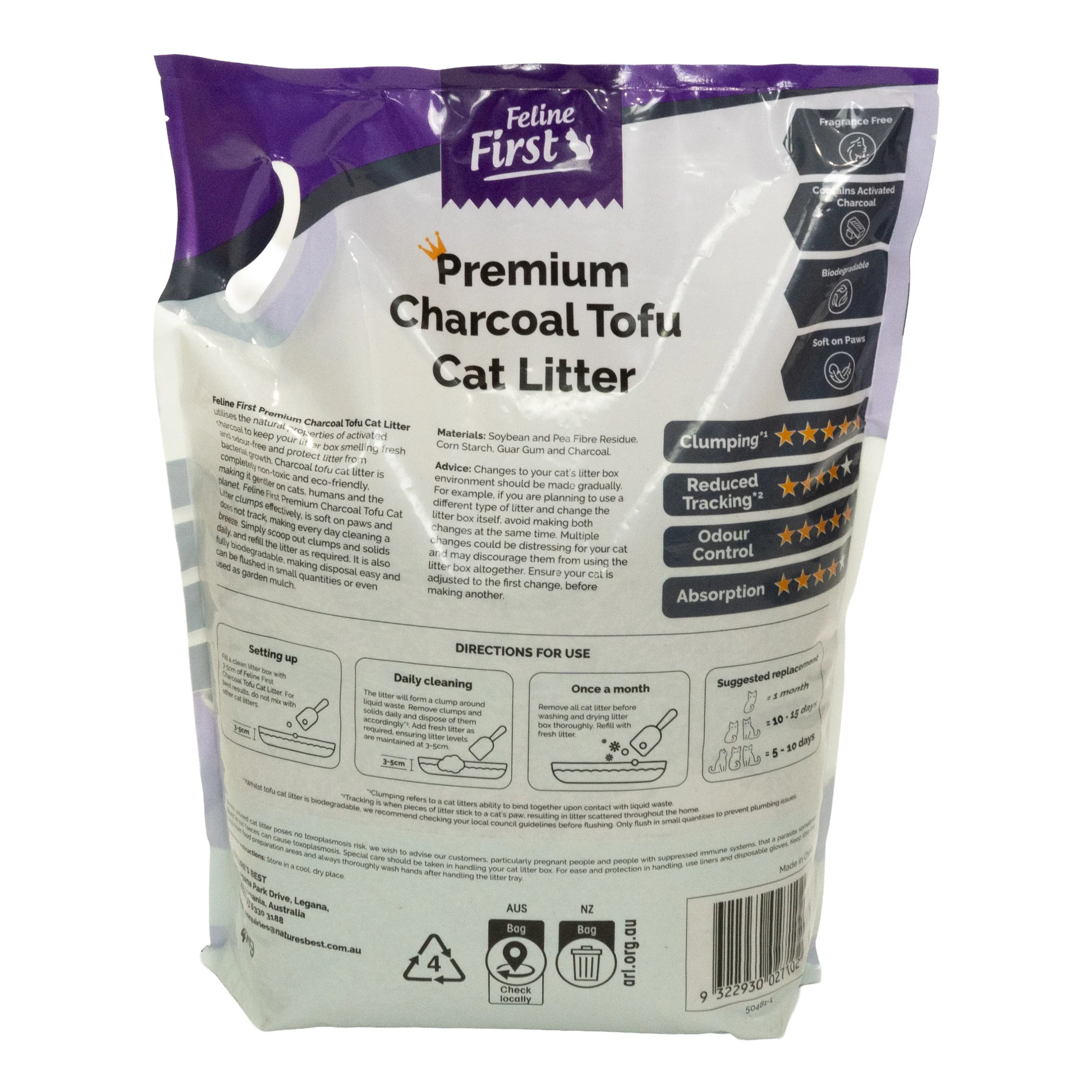 Feline First Premium Charcoal Tofu Cat Litter 4kg - Image 2