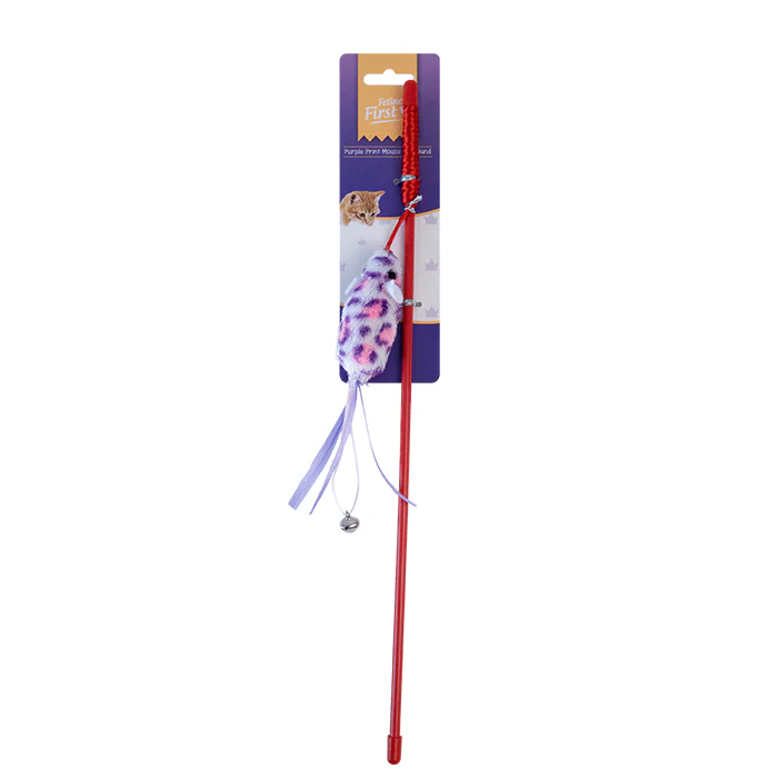 Feline First Purple Print Mouse Cat Wand