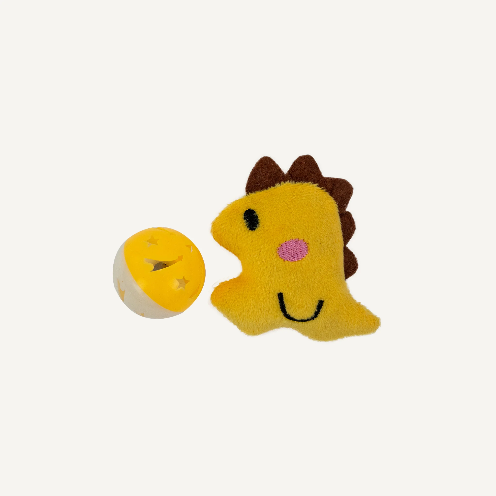 Feline First Yellow Dino and Plastic Ball Duo