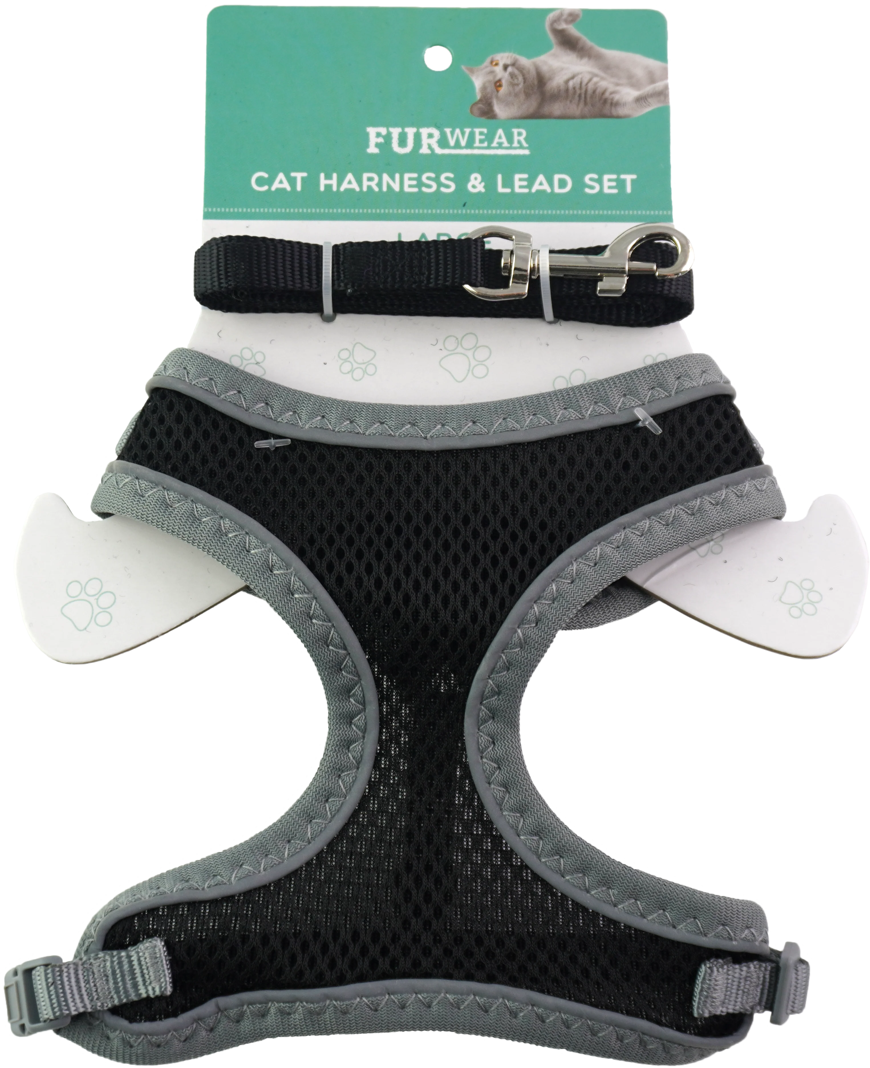 Furwear - Basic Cat Harness & Lead (Black)