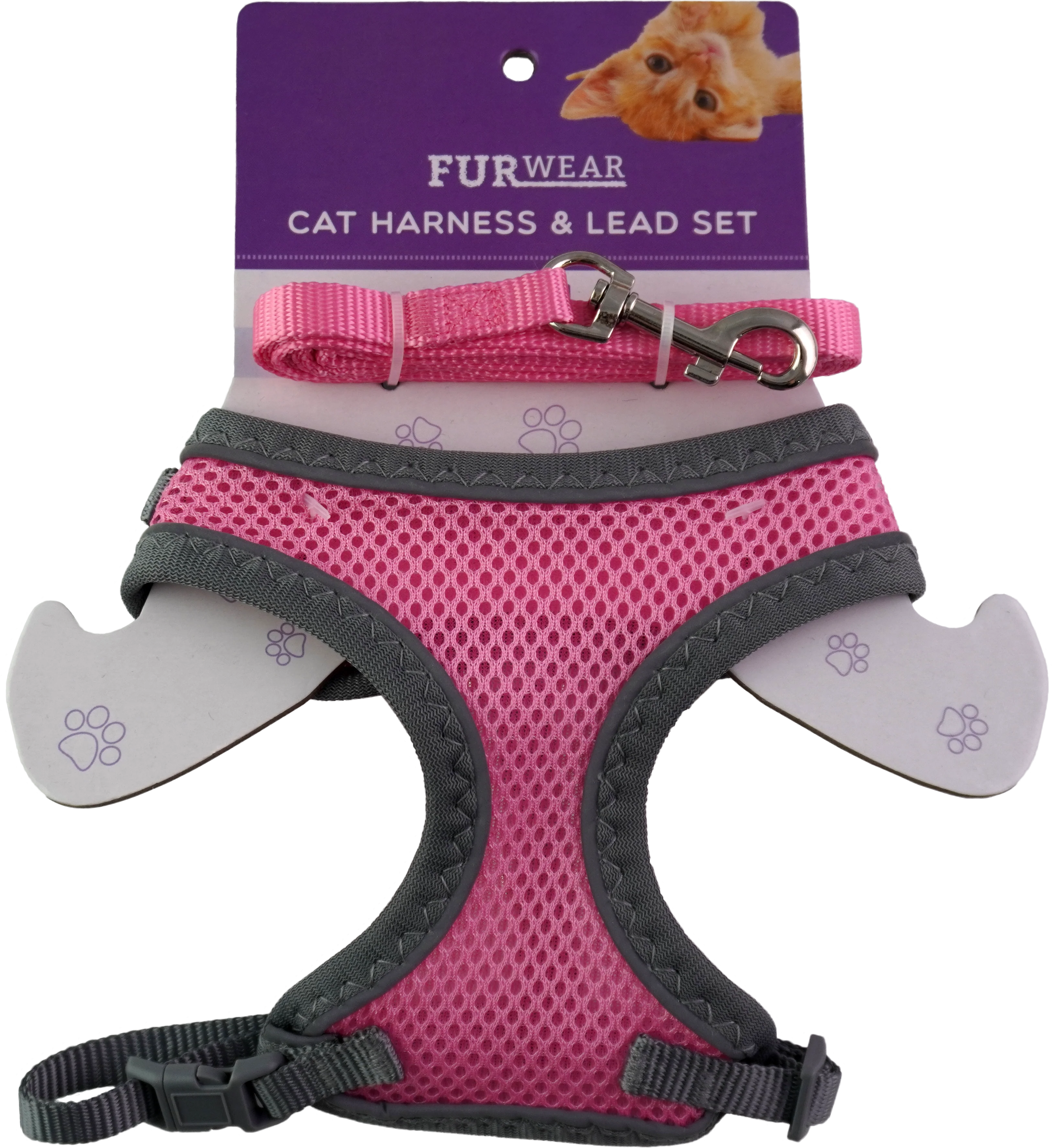 Furwear - Basic Cat Harness & Lead (Pink)