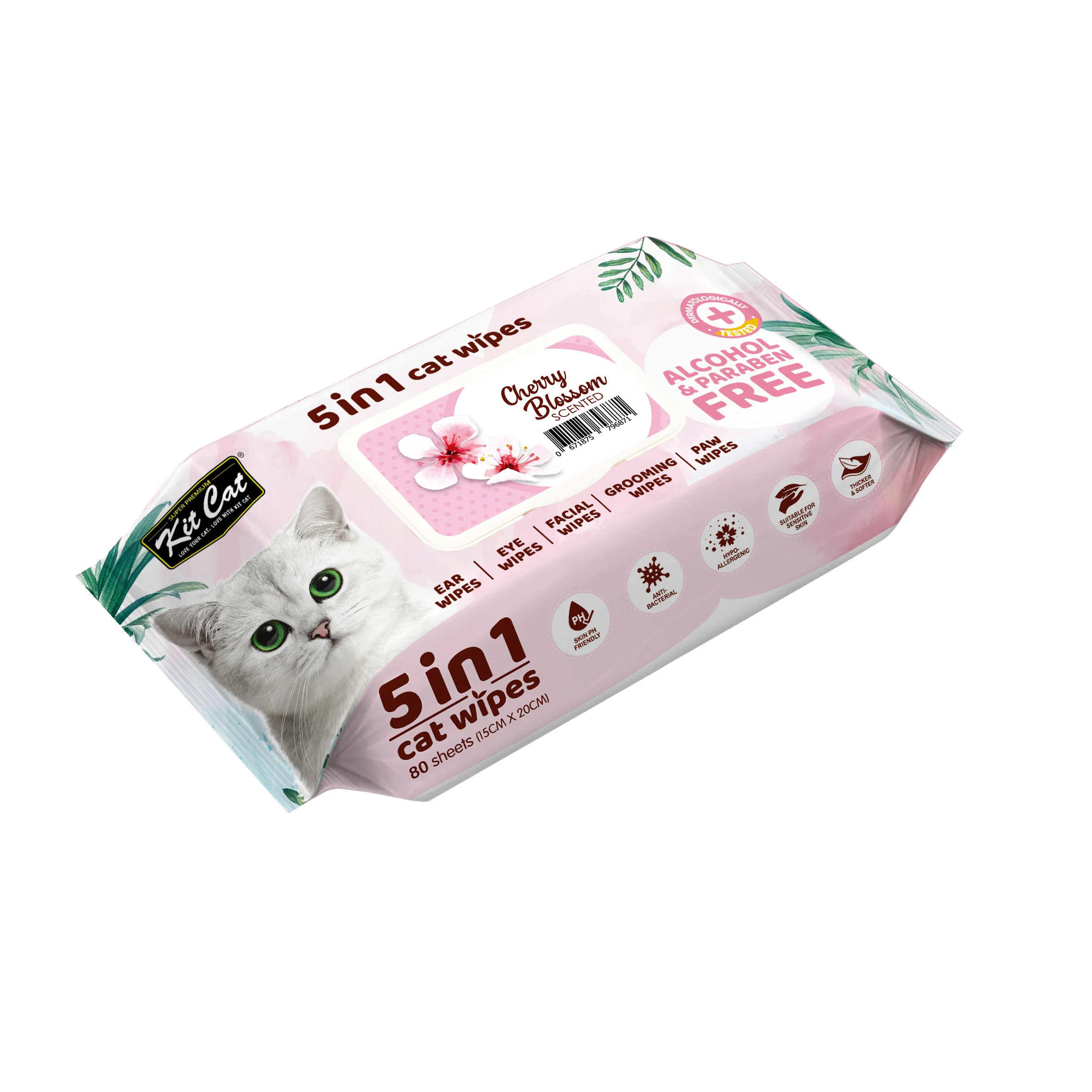 Kit Cat - Anti Bacterial Wipes for Cats Cherry Blossom (80pk)