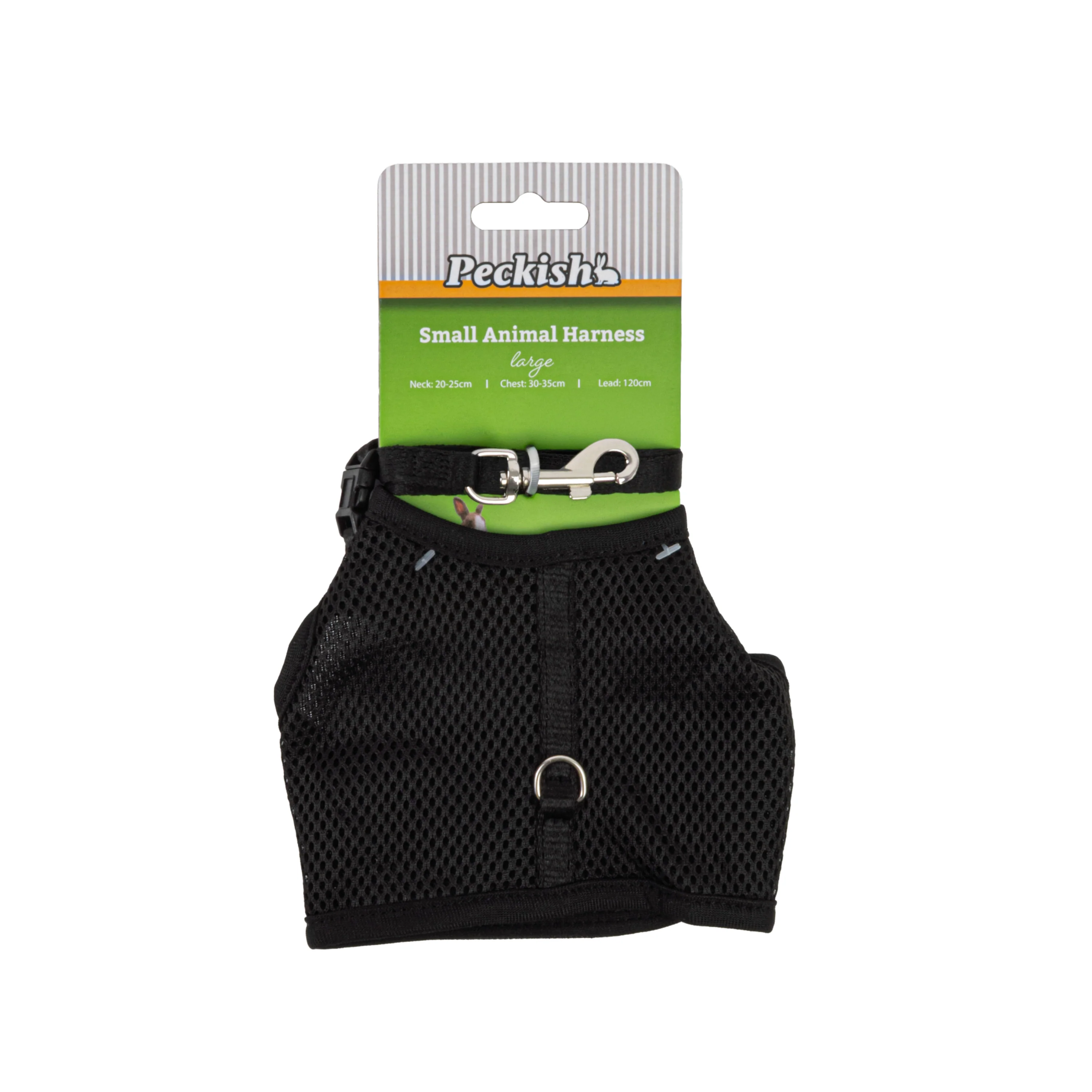 Peckish Small Animal Harness and Lead Black - Large
