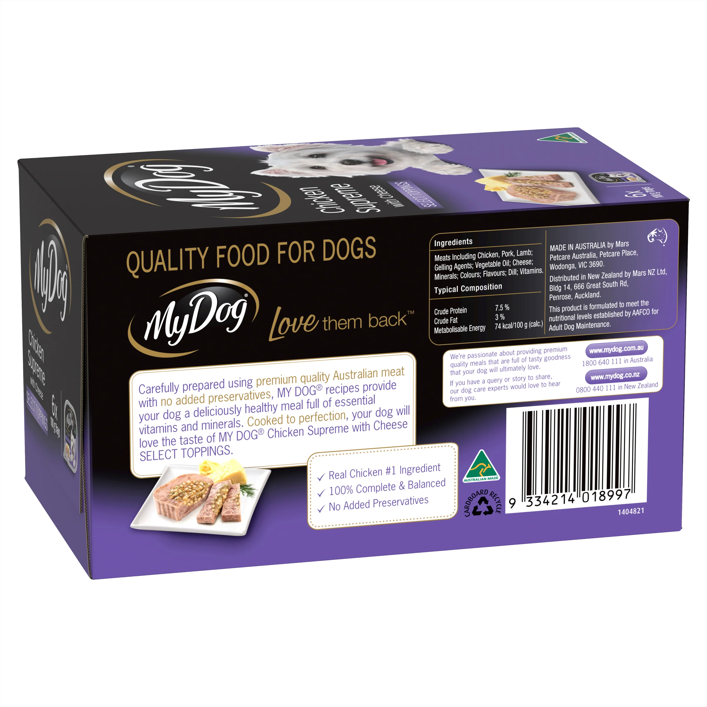 My Dog - Adult Chicken Supreme with Cheese Dog Wet Food (6pk x 100g) - Image 2