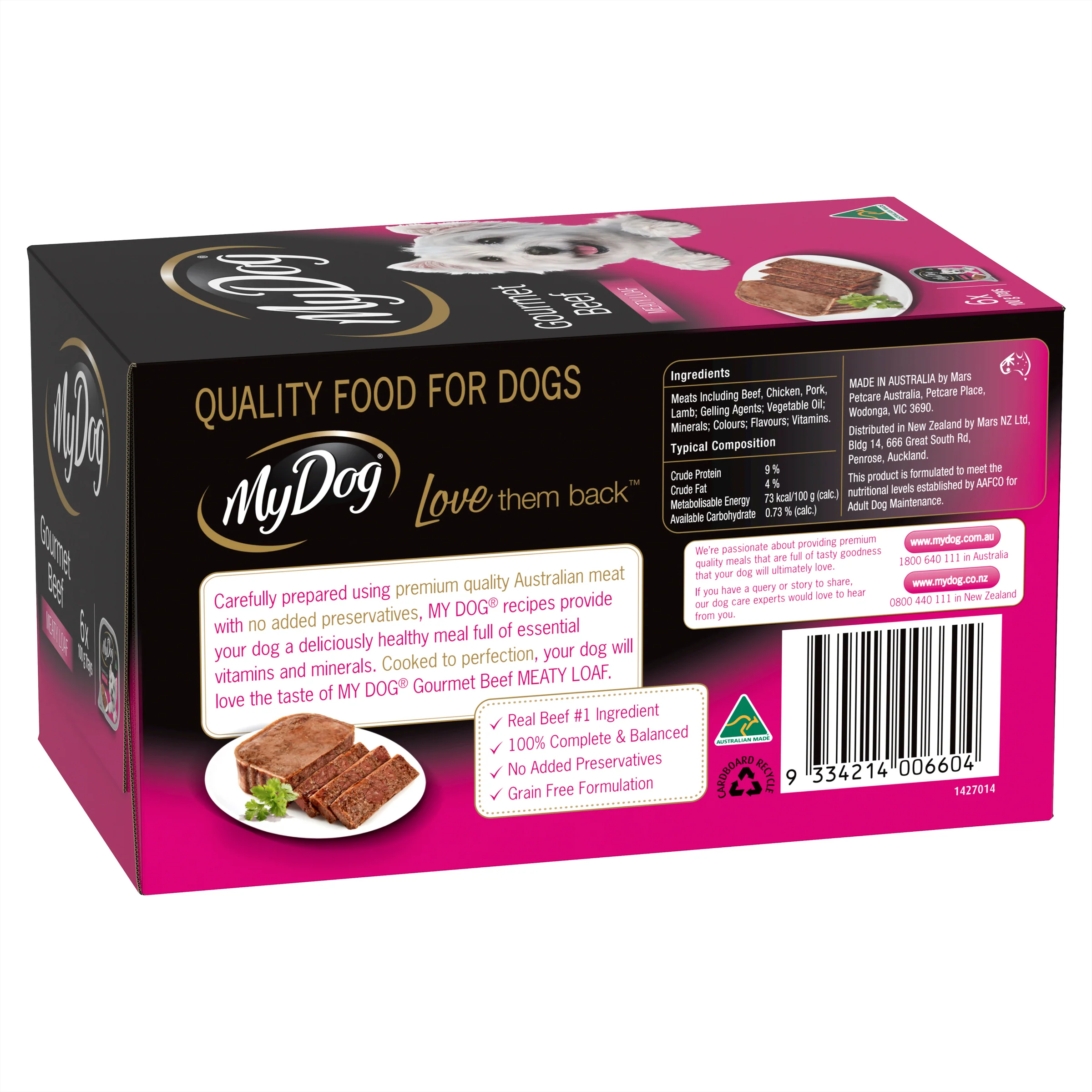 My Dog - Adult Gourmet Beef Meaty Loaf Dog Wet Food (6pk x 100g) - Image 2