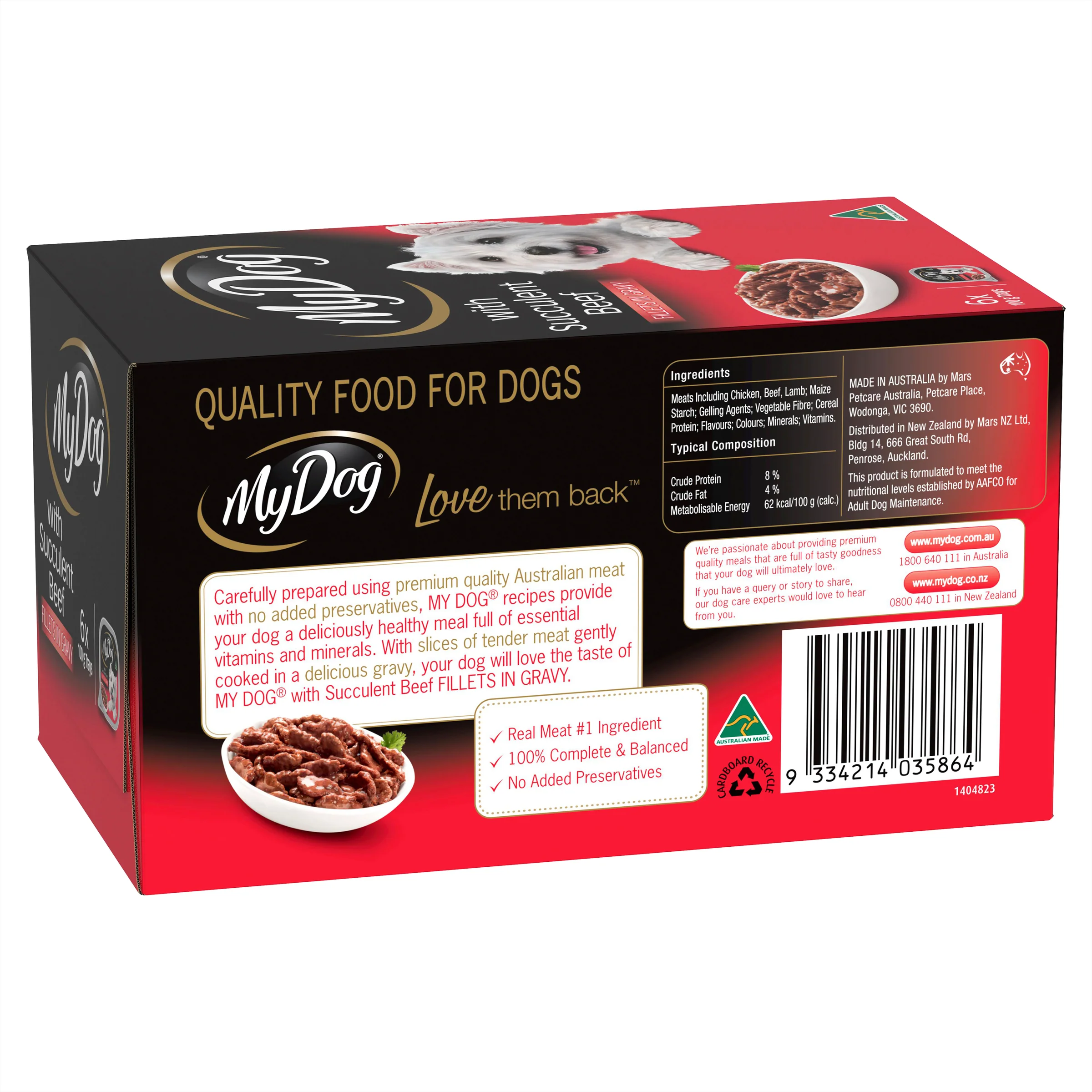 My Dog - Adult Succulent Beef Fillets in Gravy Dog Wet Food (6pk x 100g) - Image 2