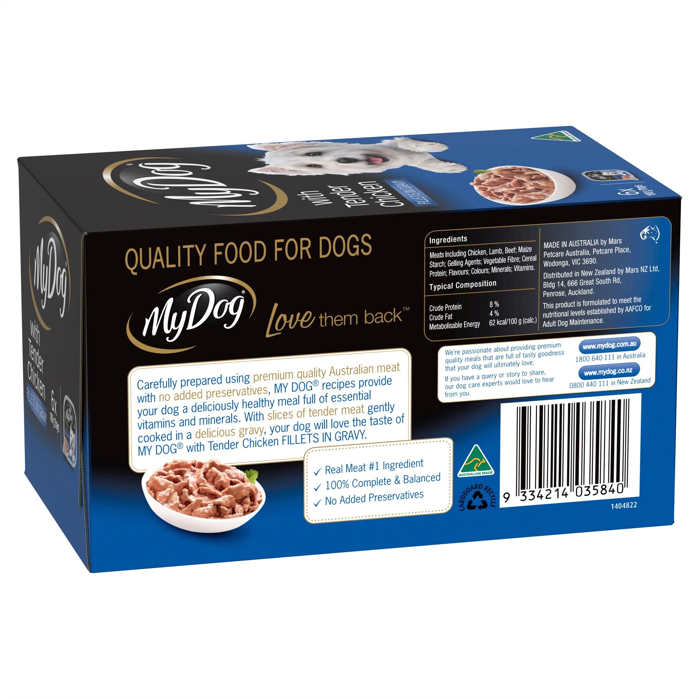 My Dog - Adult Tender Chicken Fillets in Gravy Dog Wet Food (6pk x 100g) - Image 2