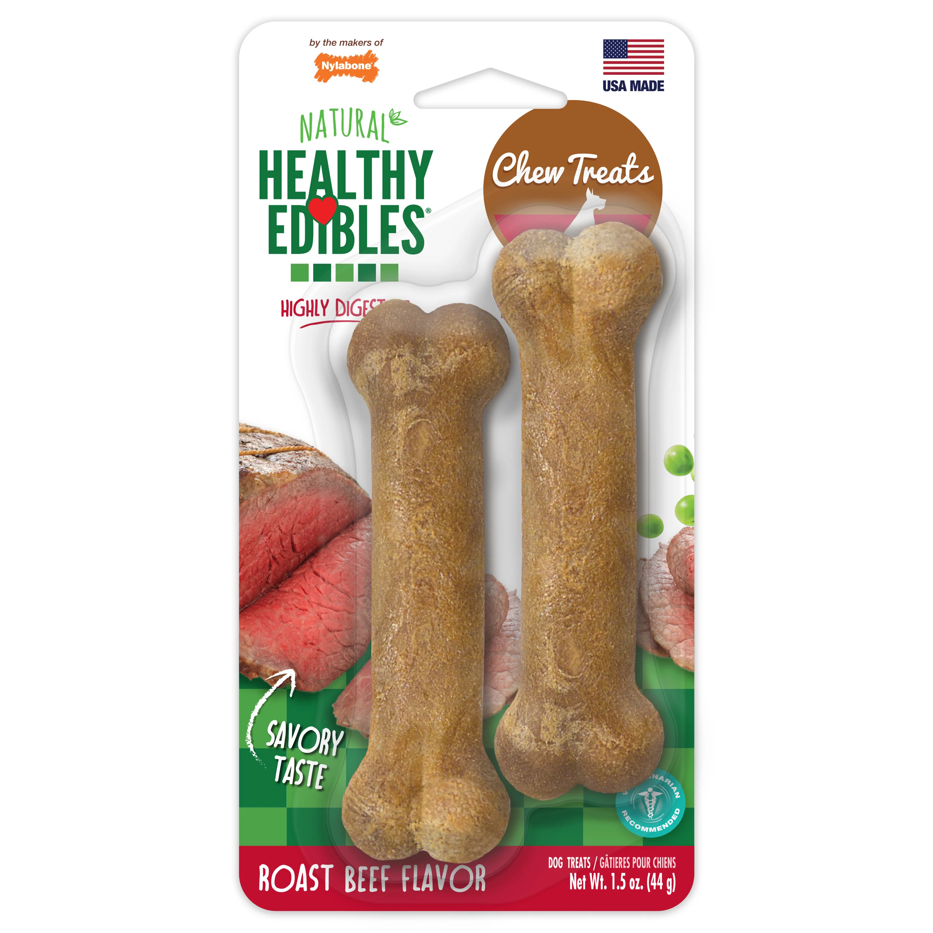 Nylabone Healthy Edibles Petite - Roast Beef 2pk