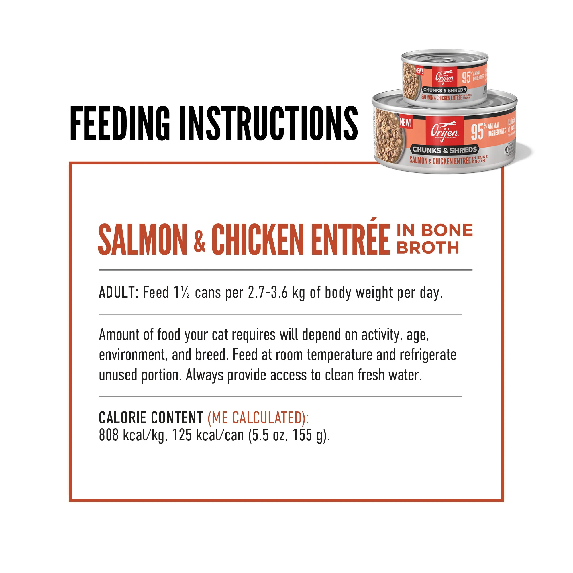 Orijen Cat Chunks and Shreds Salmon & Chicken 6x155g - Image 4