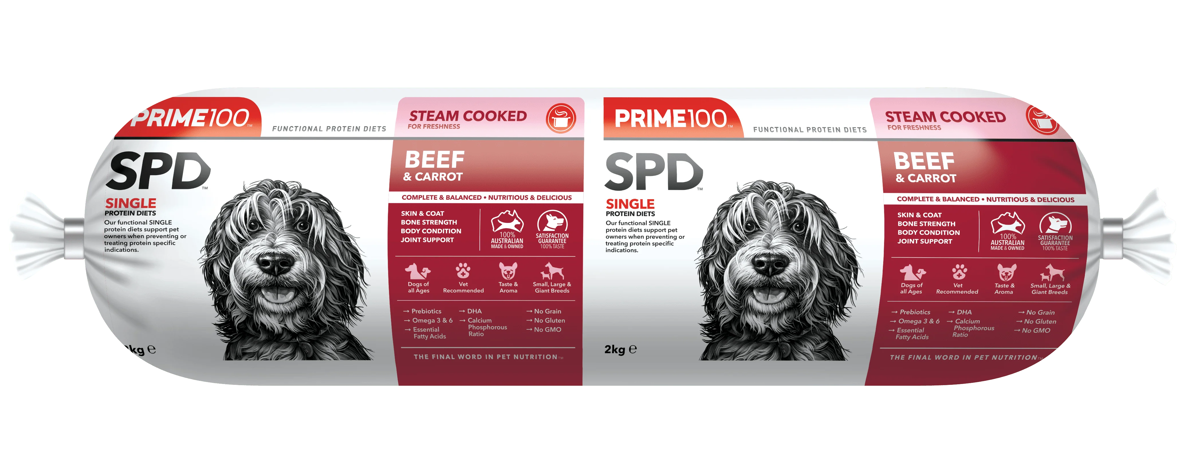 Prime100 SPD Fresh Roll Beef & Carrot 2kg - Image 3