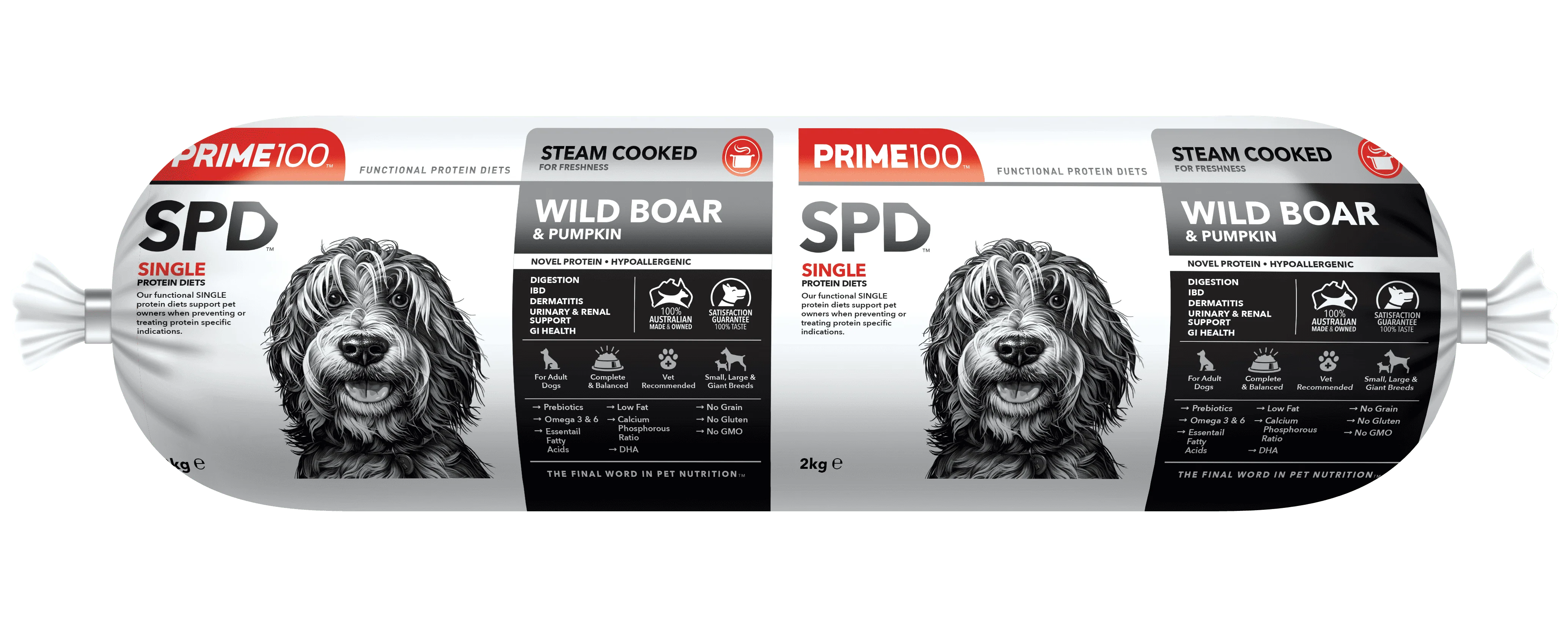Prime100 SPD Fresh Roll Wild Boar & Pumpkin 2kg - Image 3