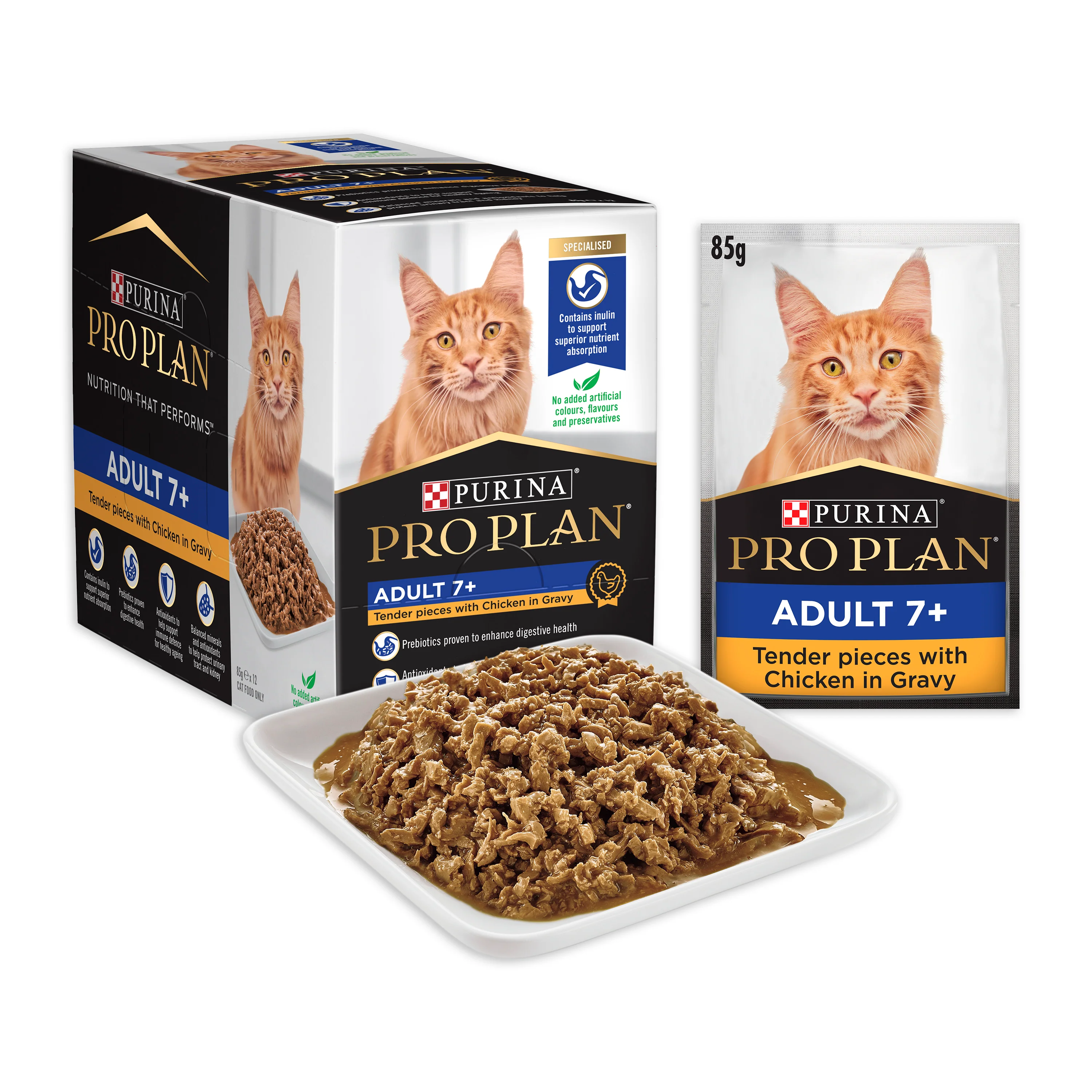 PRO PLAN - Adult 7+ Chicken in Gravy Cat Wet Food (85g x 12pk)