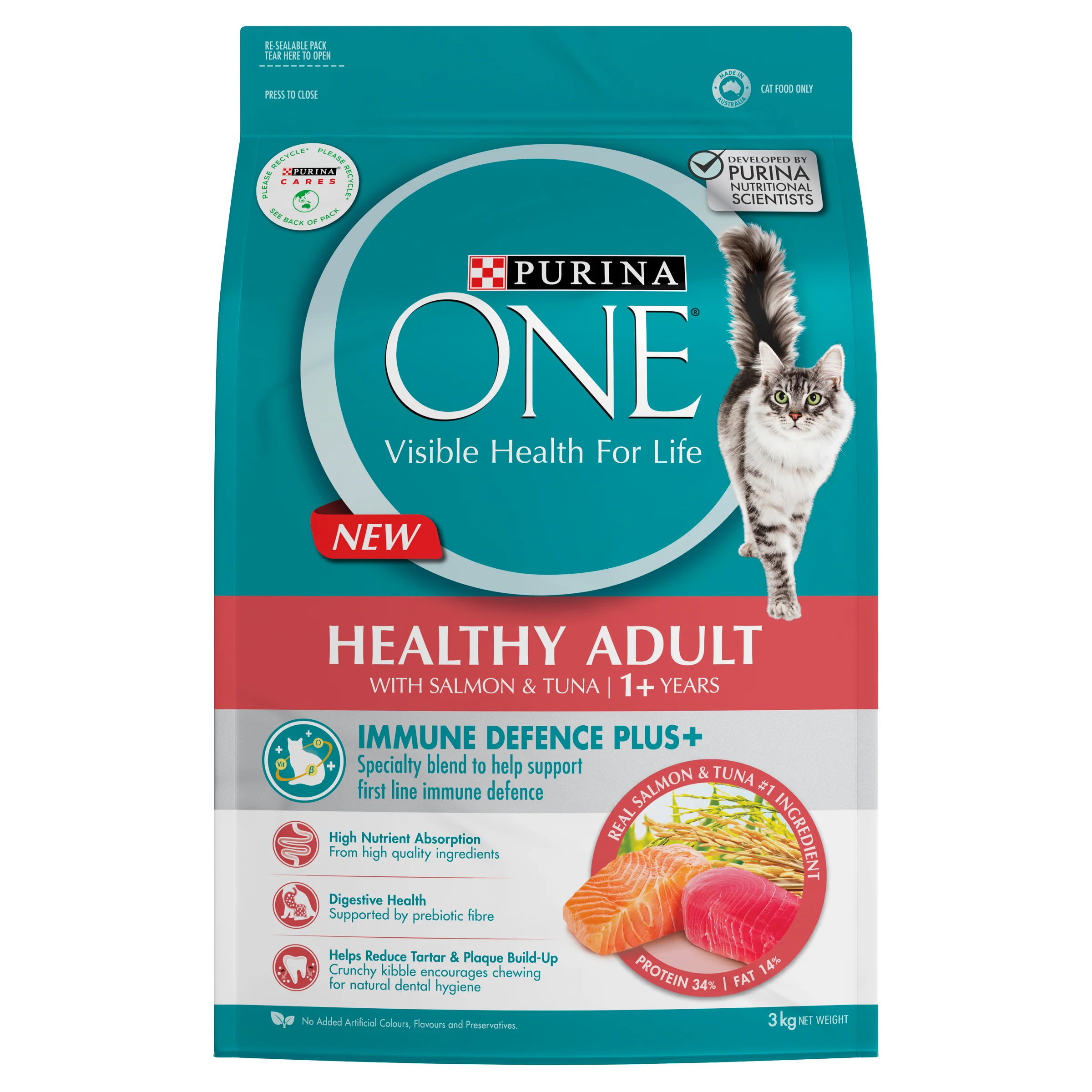 PURINA ONE - Adult Salmon & Tuna Cat Dry Food (3kg) - Image 2