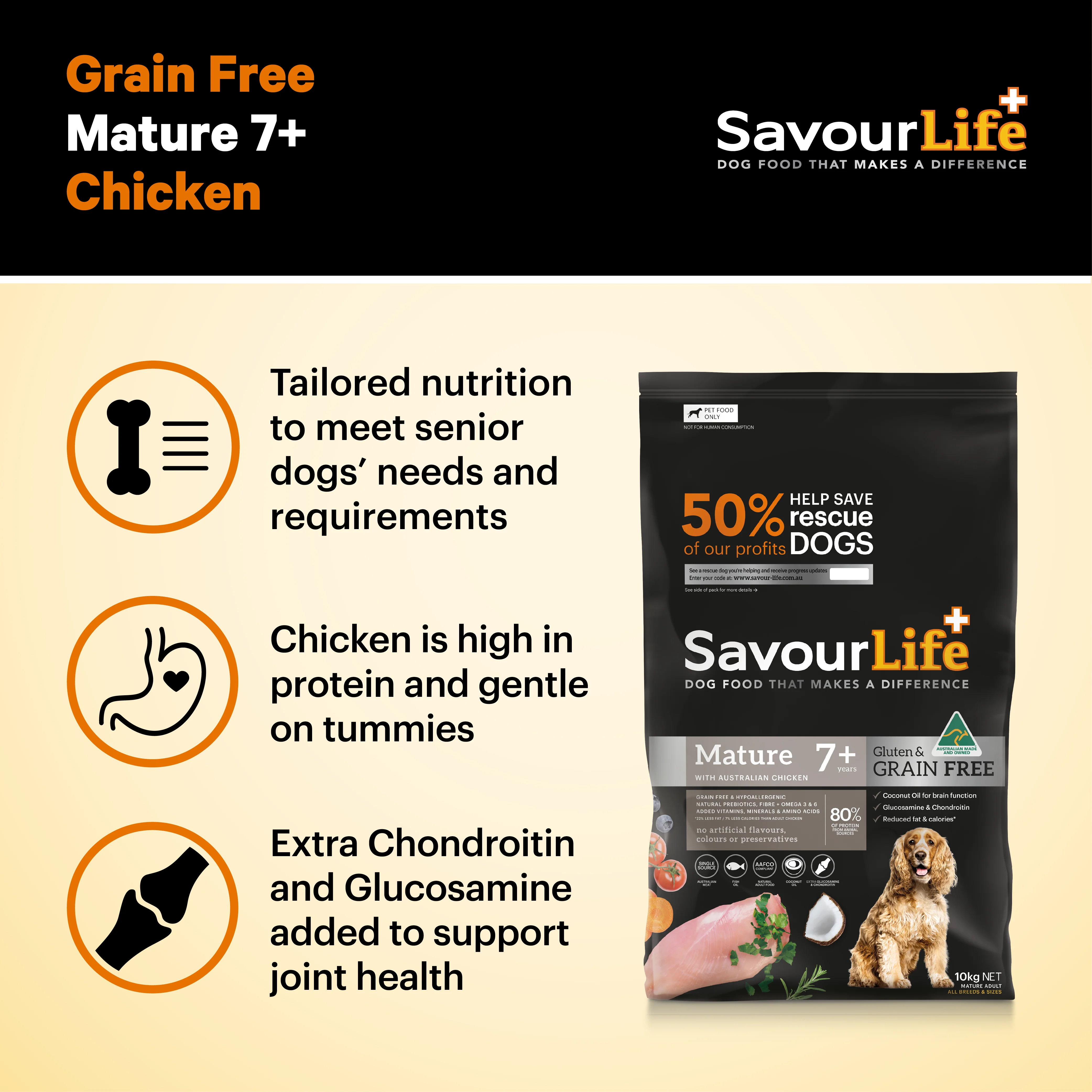 SavourLife - Grain Free Chicken Mature 7+ Dog Dry Food (10kg) - Image 4
