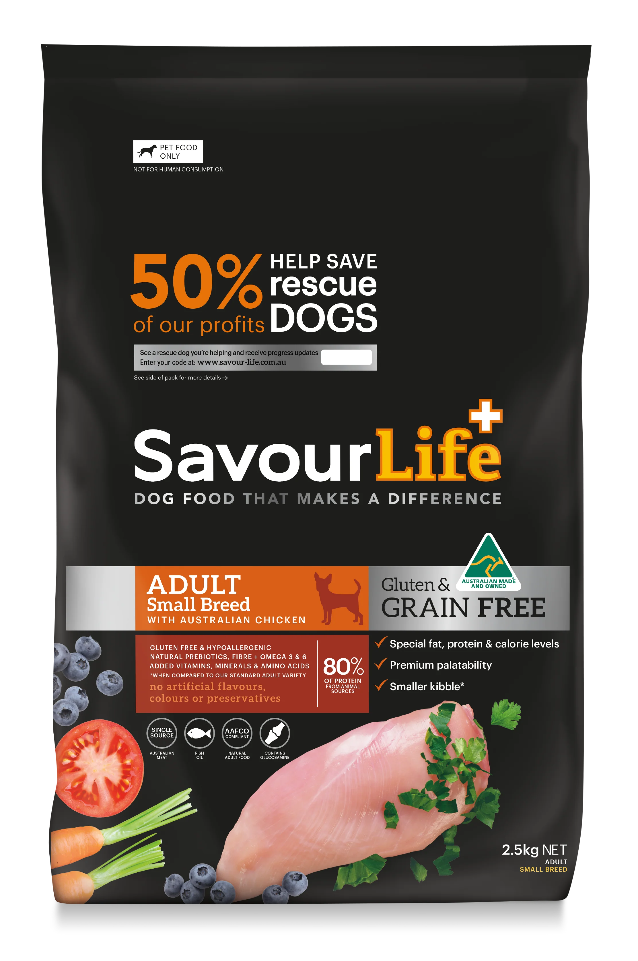 SavourLife - Grain Free Chicken Small Breed Dog Dry Food (2.5kg)