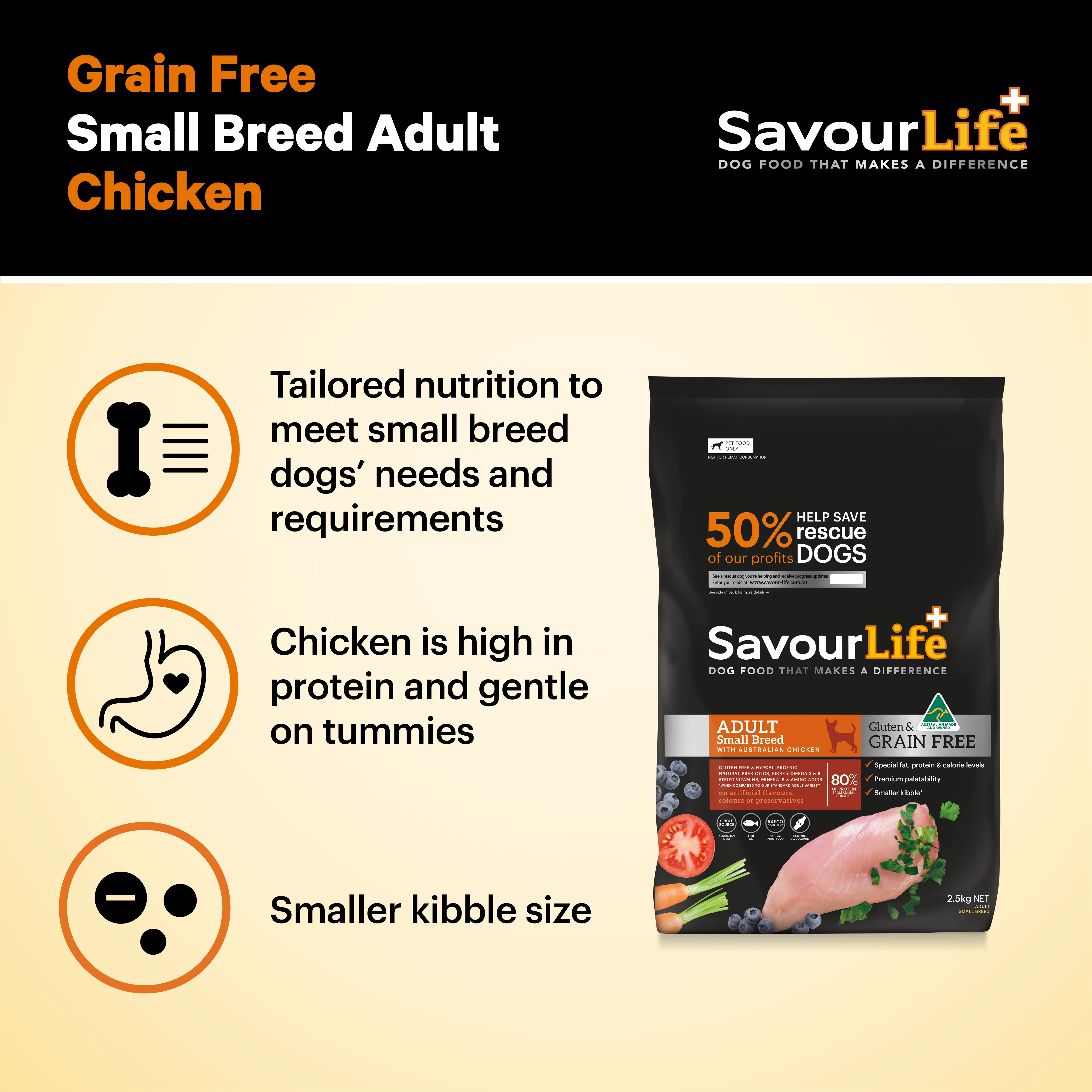 SavourLife - Grain Free Chicken Small Breed Dog Dry Food (2.5kg) - Image 4