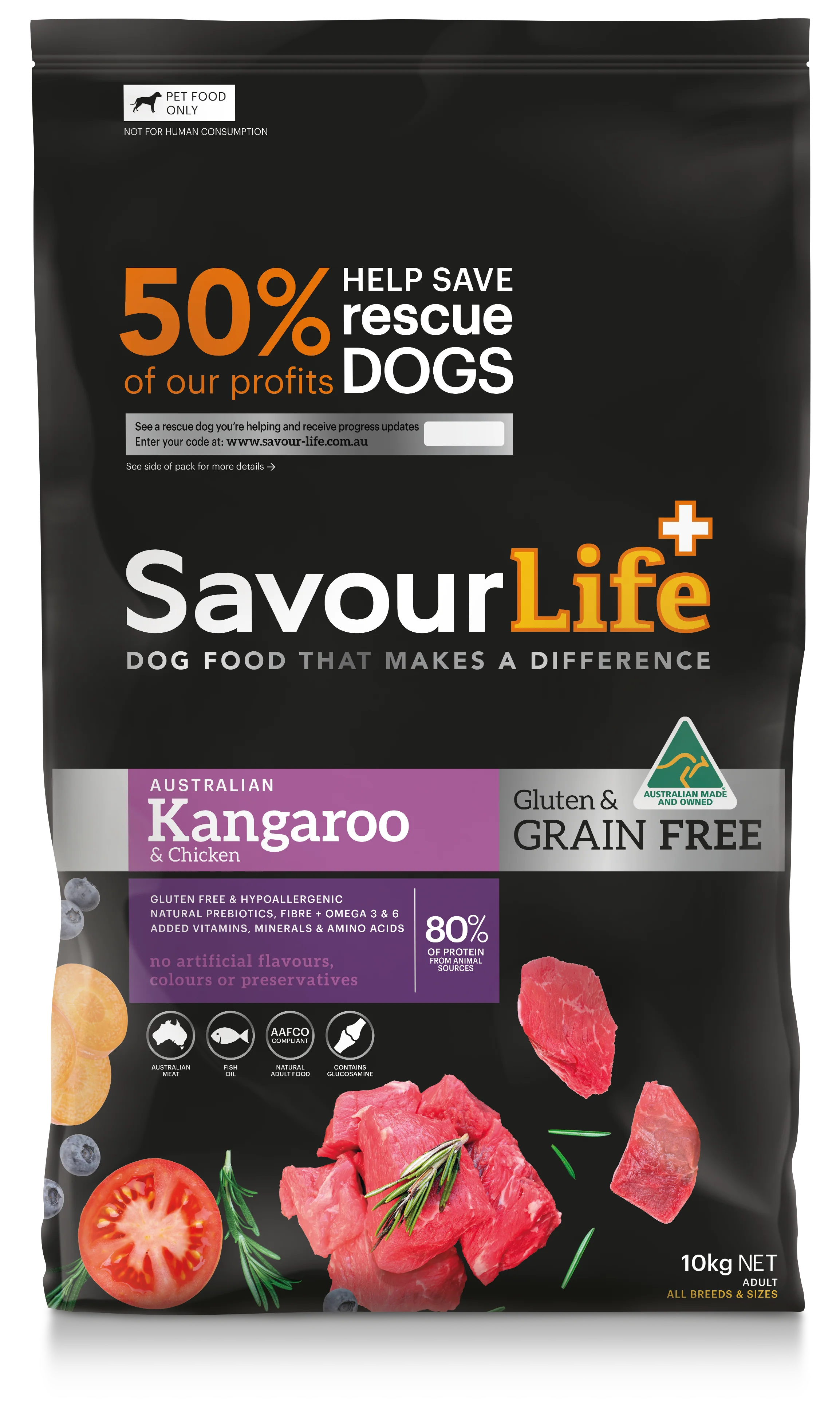 SavourLife - Grain Free Kangaroo & Chicken Dog Dry Food (10kg)