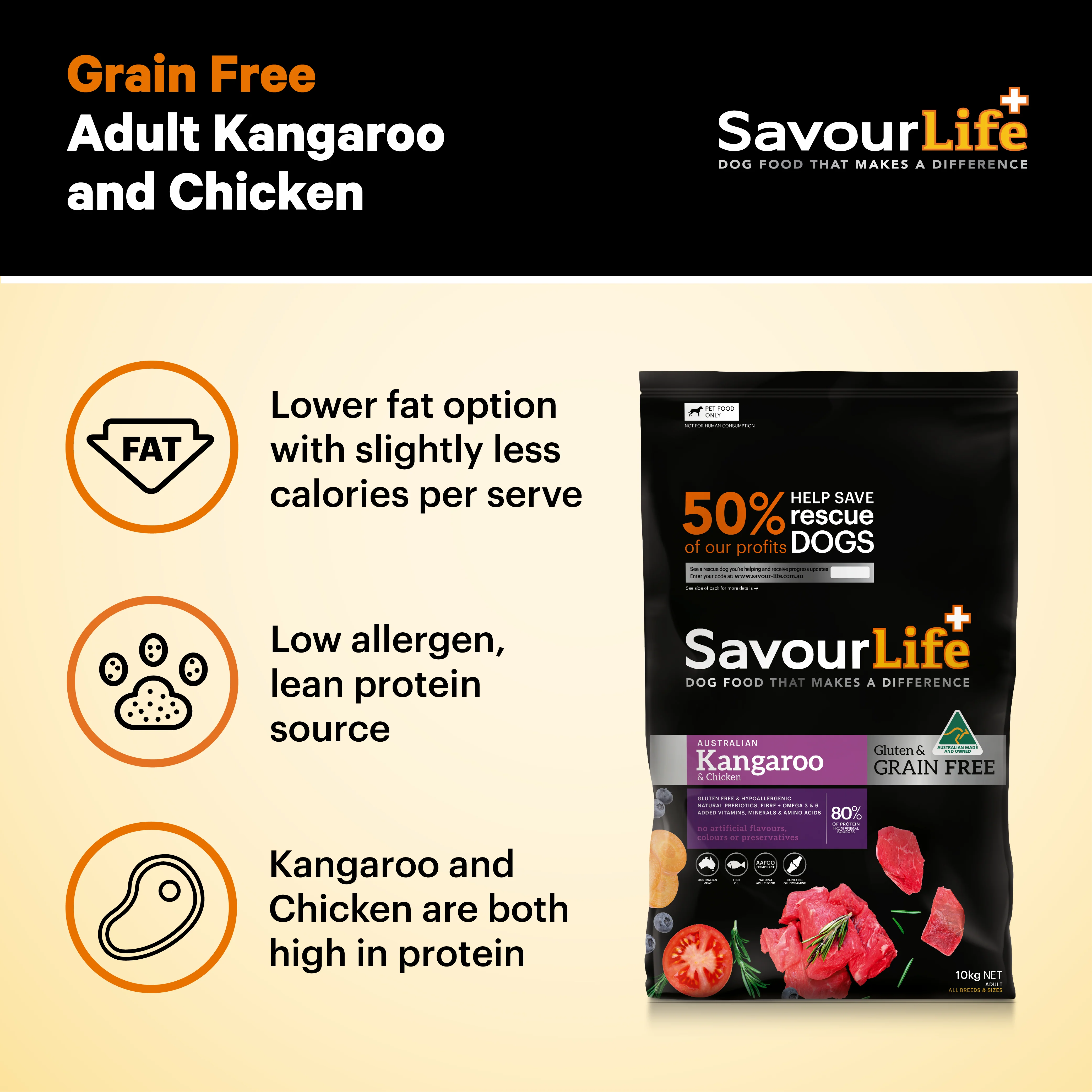 SavourLife - Grain Free Kangaroo & Chicken Dog Dry Food (10kg) - Image 4