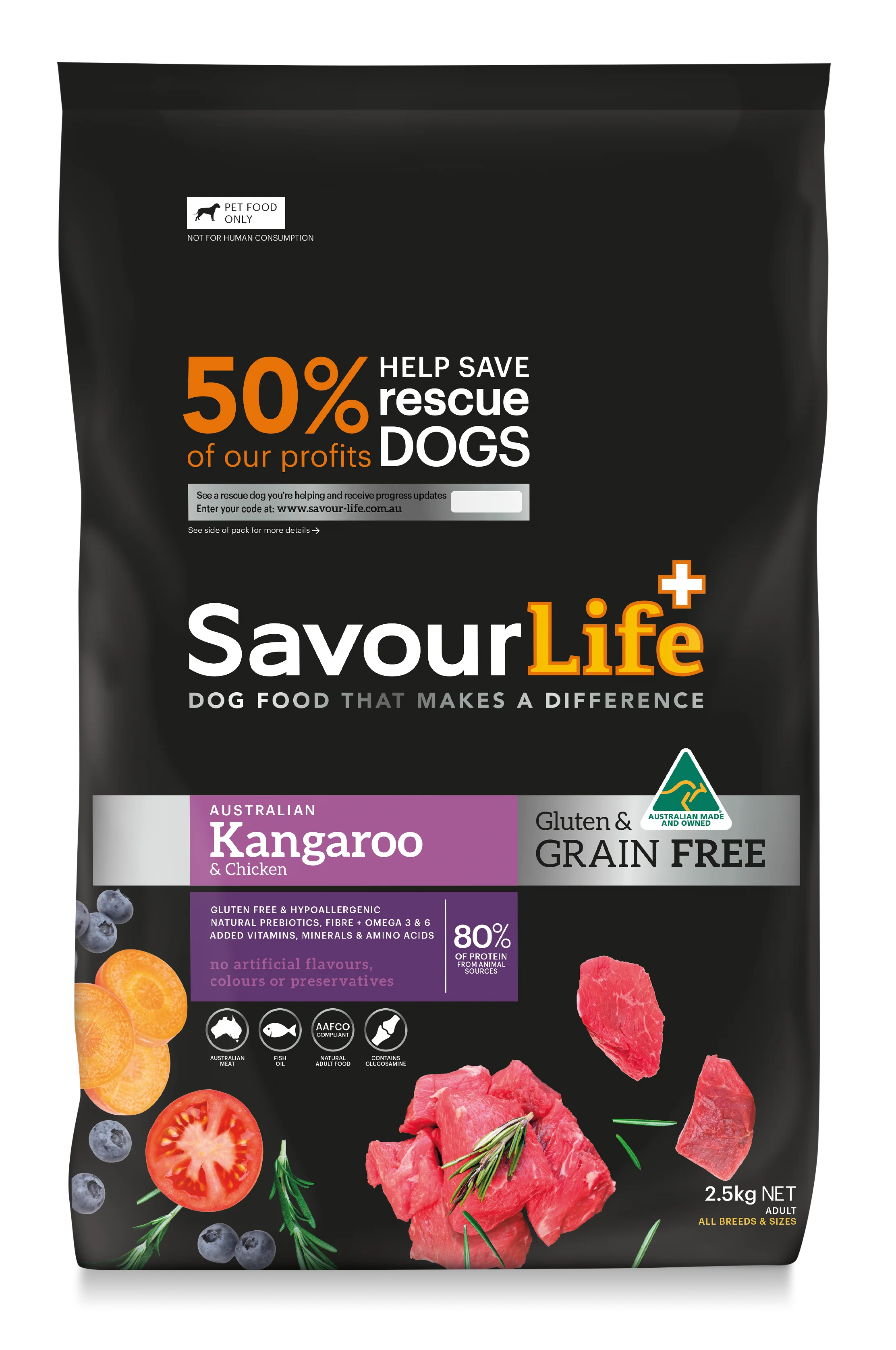 SavourLife - Grain Free Kangaroo & Chicken Dog Dry Food (2.5kg)
