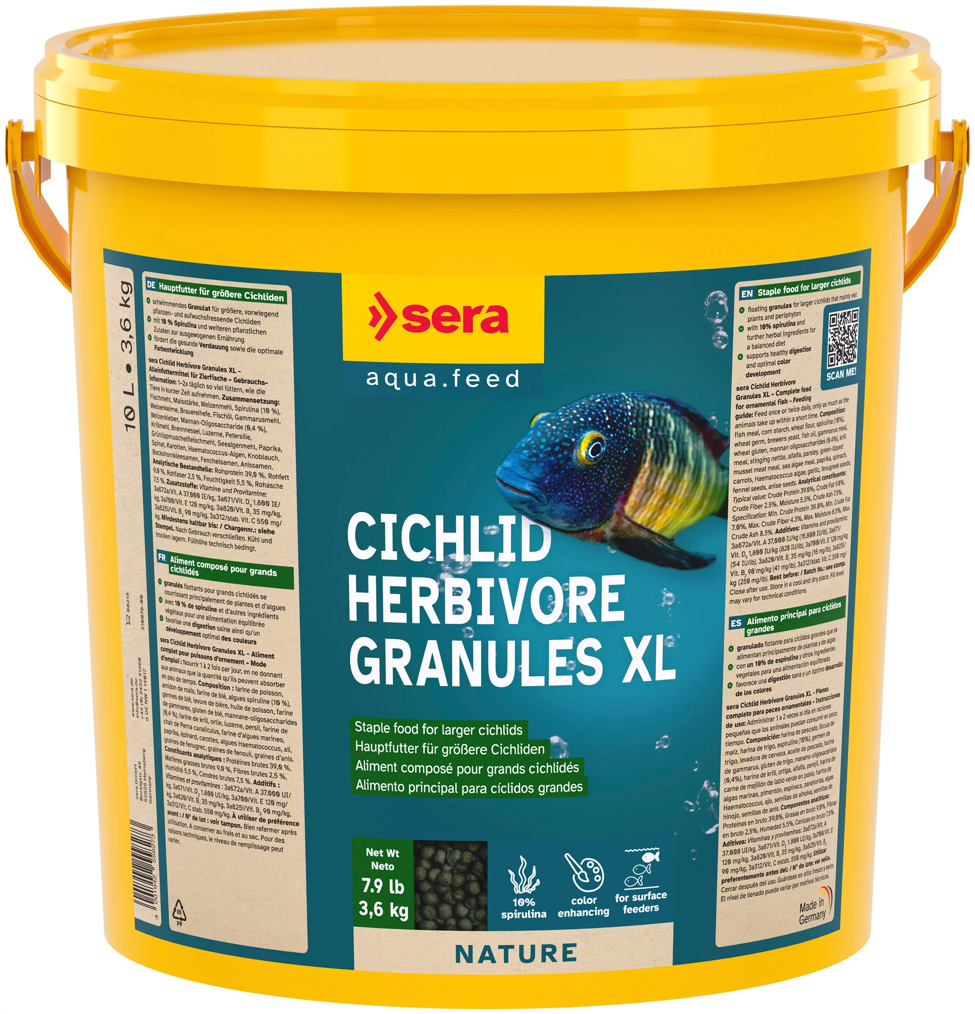 sera Cichlid Herbivore Granules XL 10L (3.6kg)