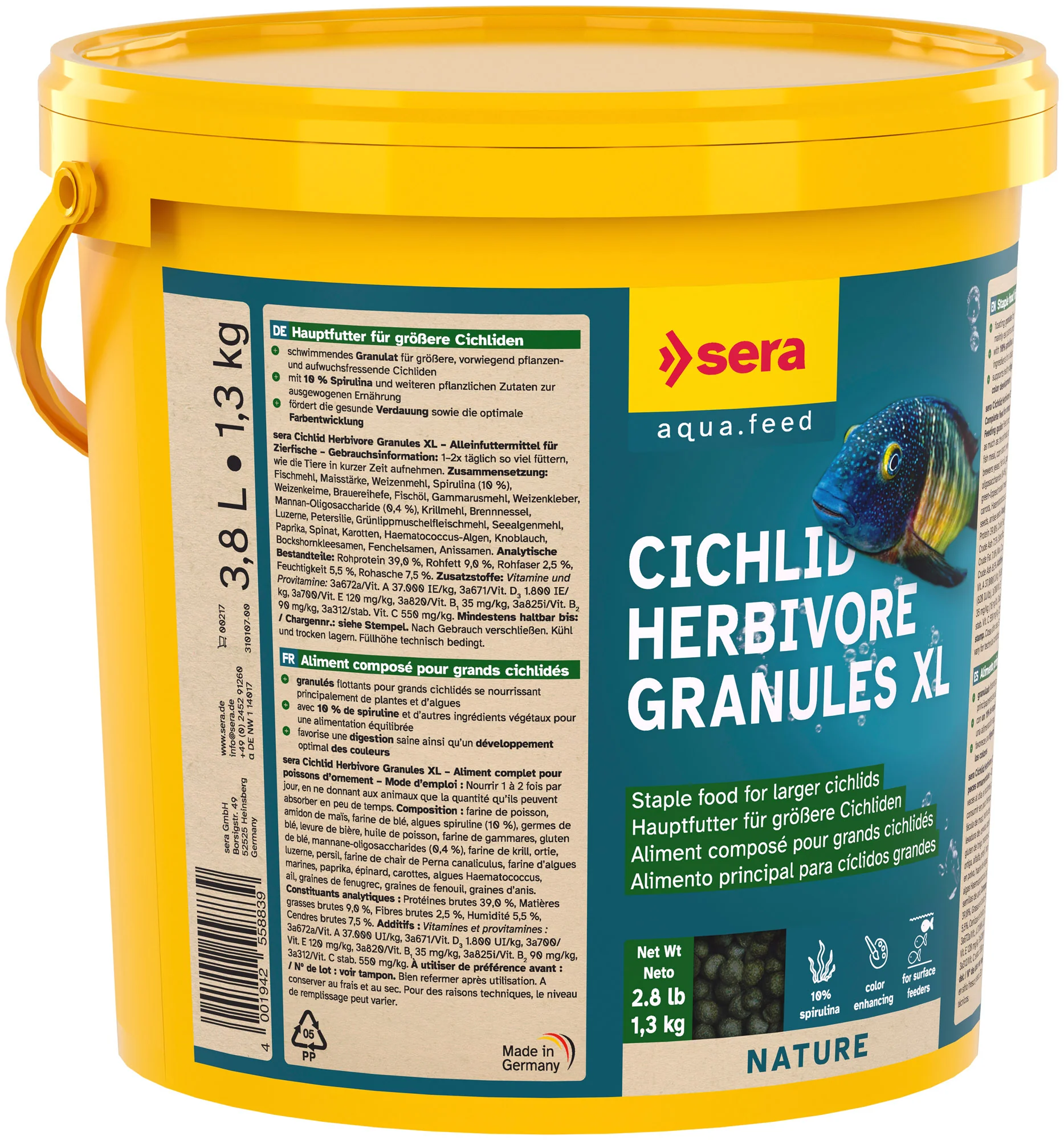 sera Cichlid Herbivore Granules XL 3.8L (1.3kg)