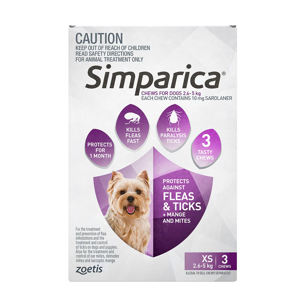 Simparica - Chews for Extra Small Dogs 2.6-5kg (3pk)