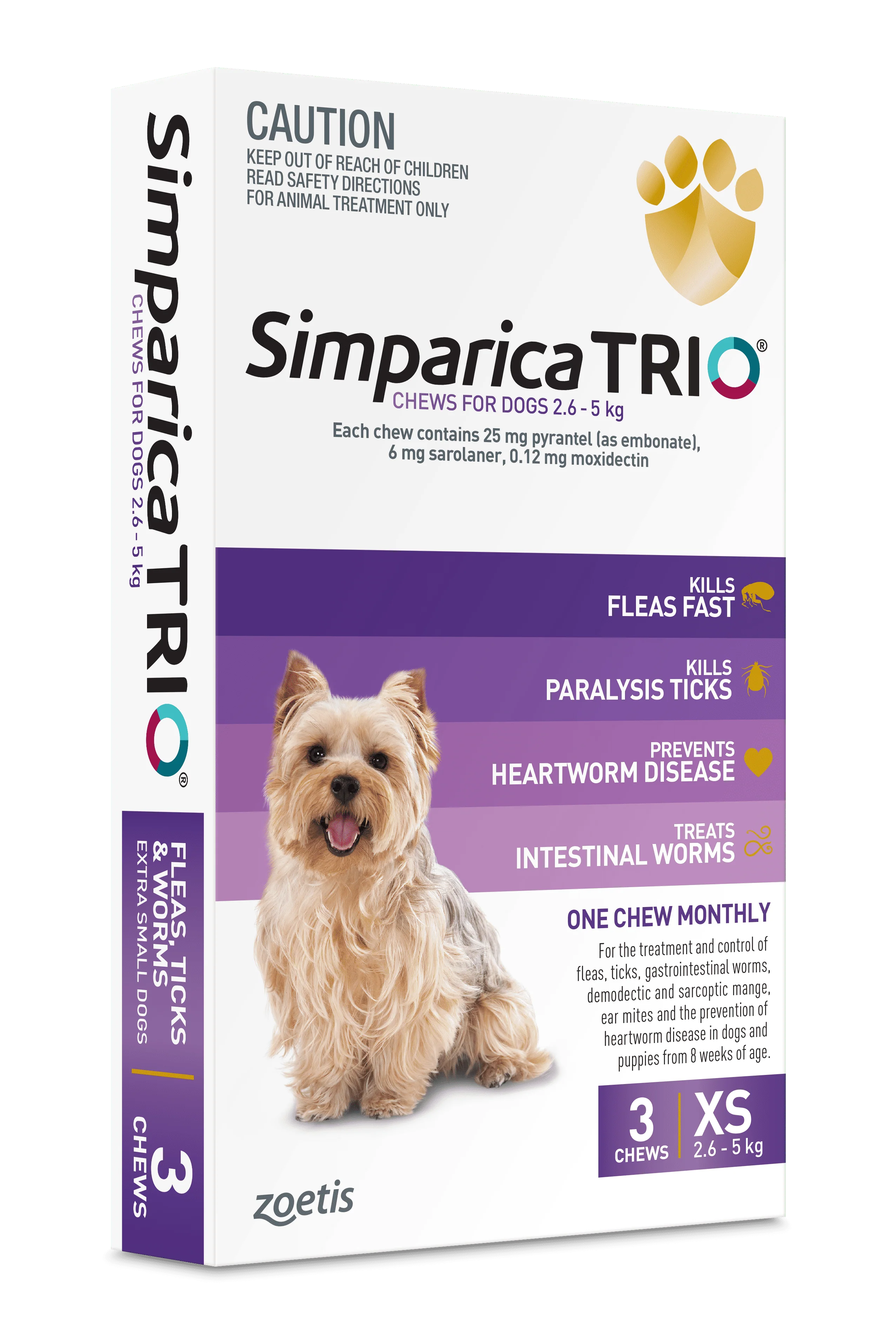 Simparica Trio - Chews for Dogs 2.6-5kg (3pk) - Image 2