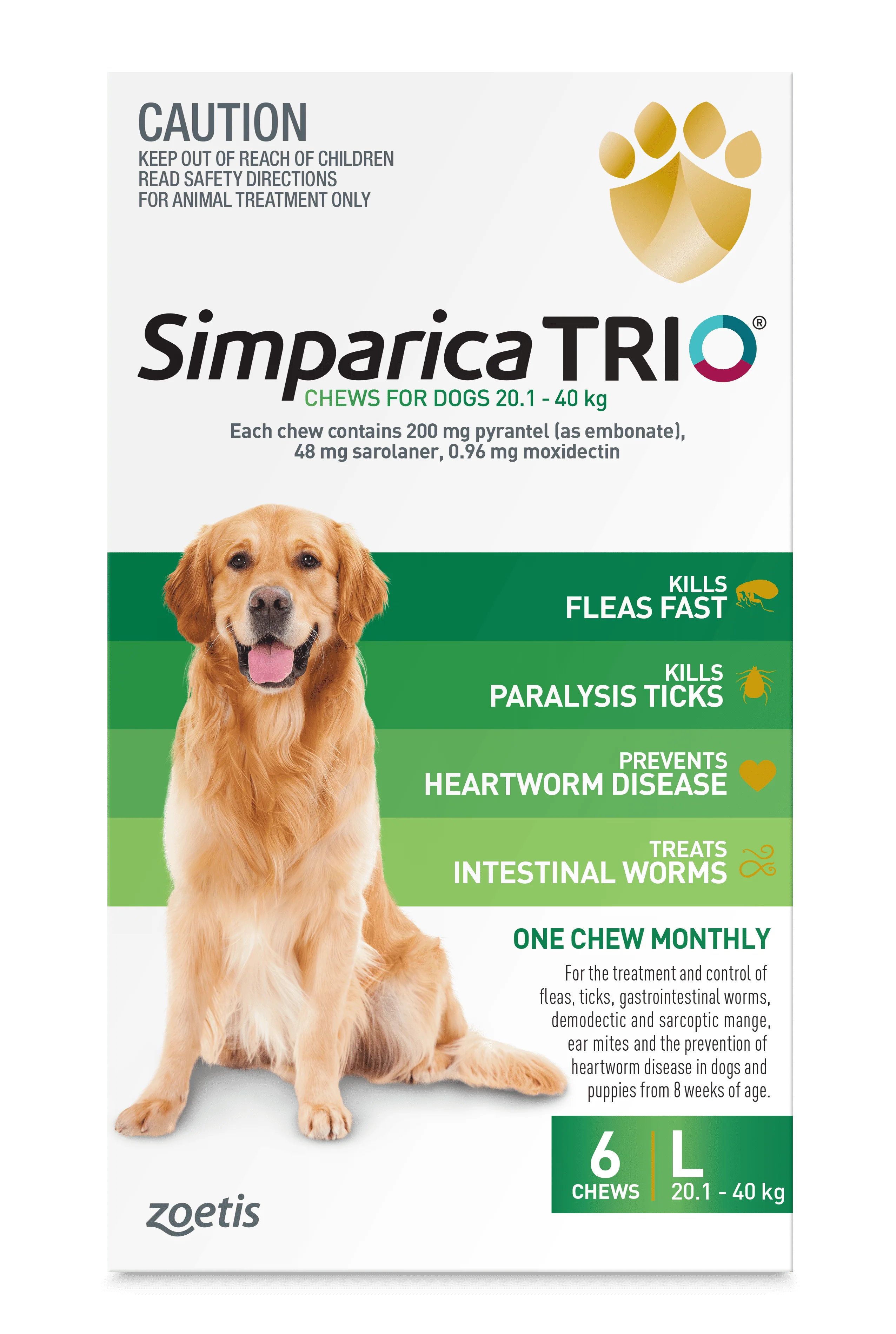 Simparica Trio - Chews for Dogs 20.1-40kg (6pk)