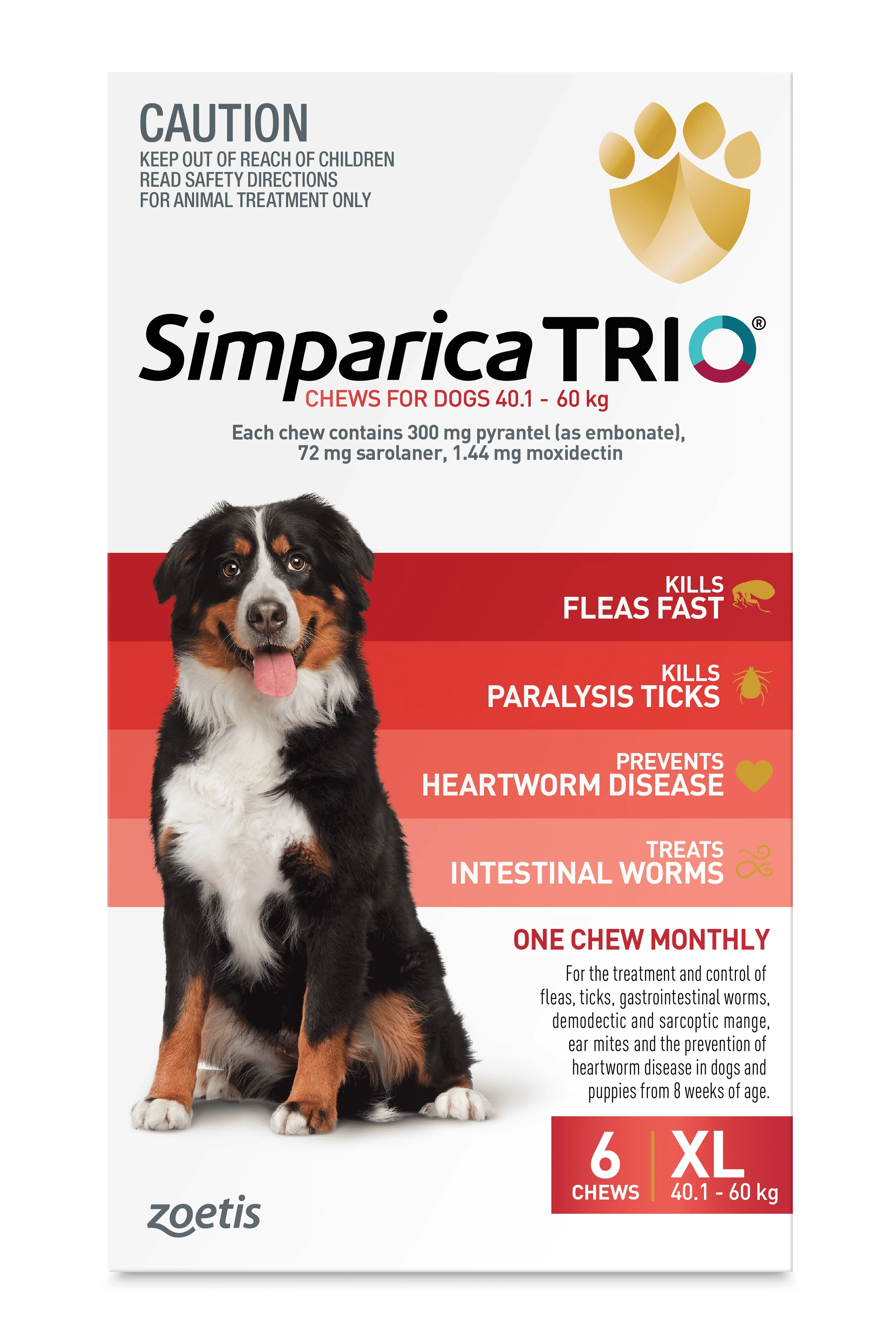 Simparica Trio - Chews for Dogs 40.1-60kg (6pk)