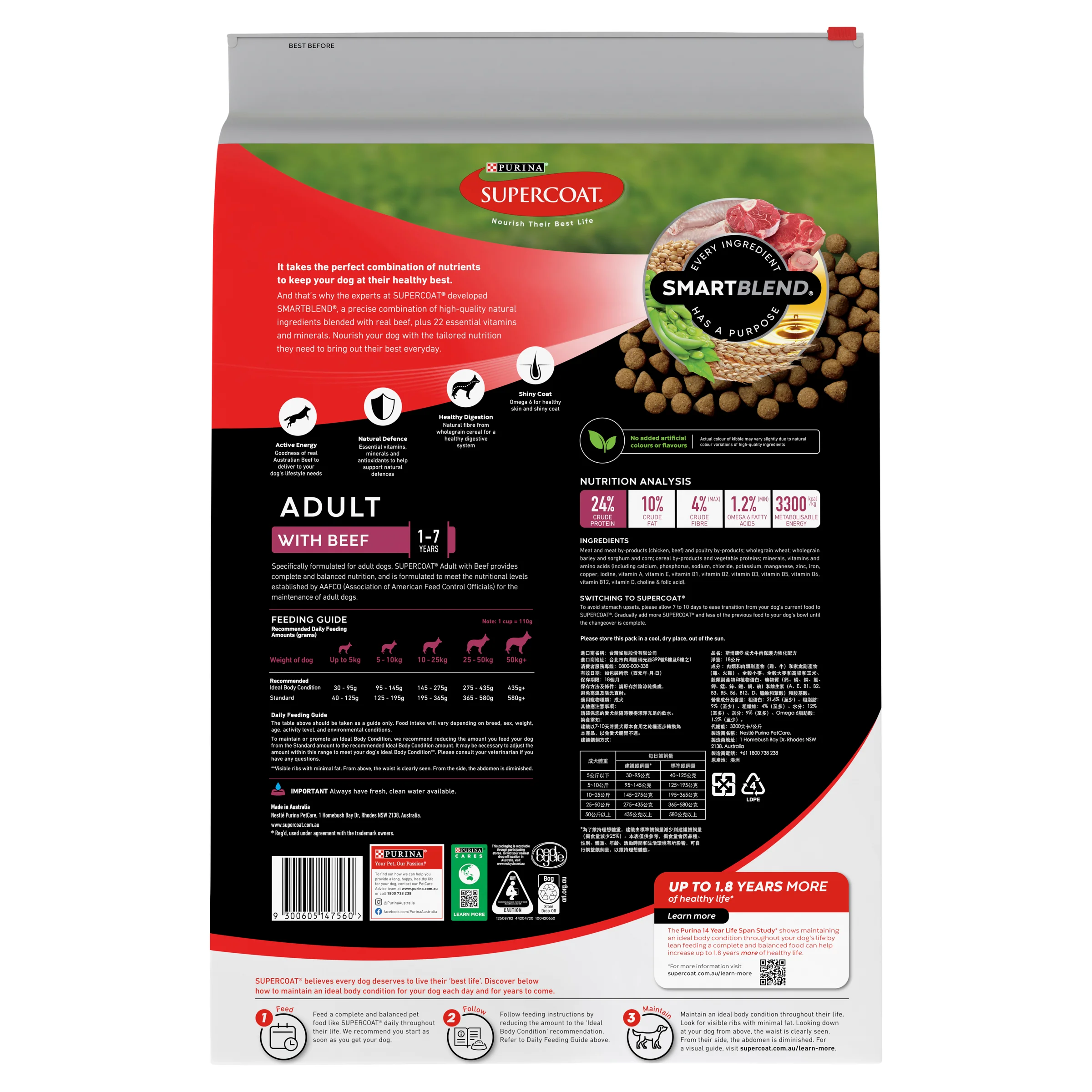 Supercoat - Adult with Beef Dog Dry Food (18kg) - Image 3