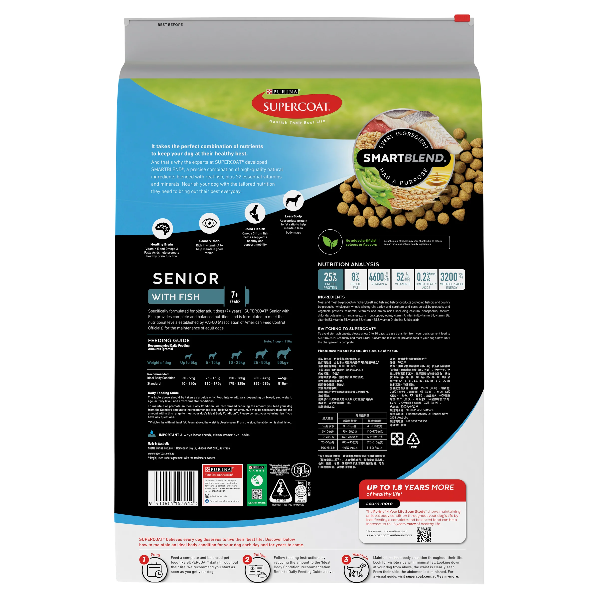 Supercoat - Senior with Fish Dog Dry Food (18kg) - Image 3