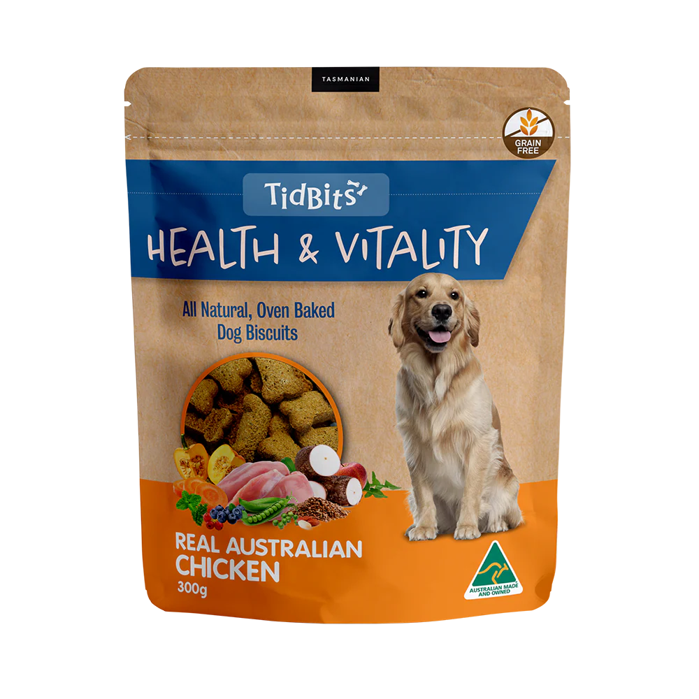 TidBits - Health & Vitality Grain Free Chicken Dog Biscuits (350g)