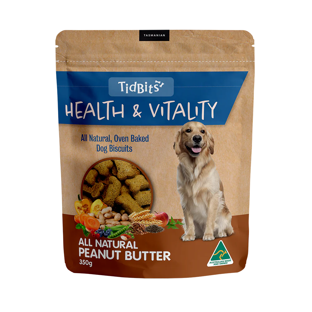 TidBits - Health & Vitality Peanut Butter Dog Biscuits (350g)